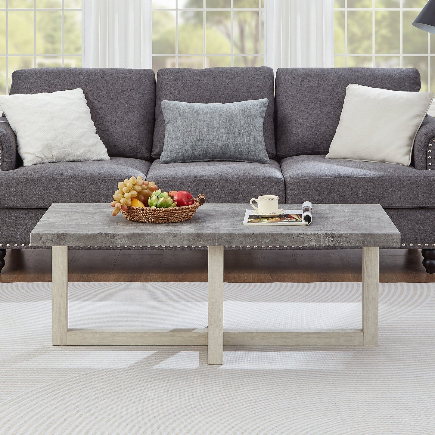 Roundhill Furniture Luno 3-Piece Coffee Table Set, Coffee Table and Two End Tables
