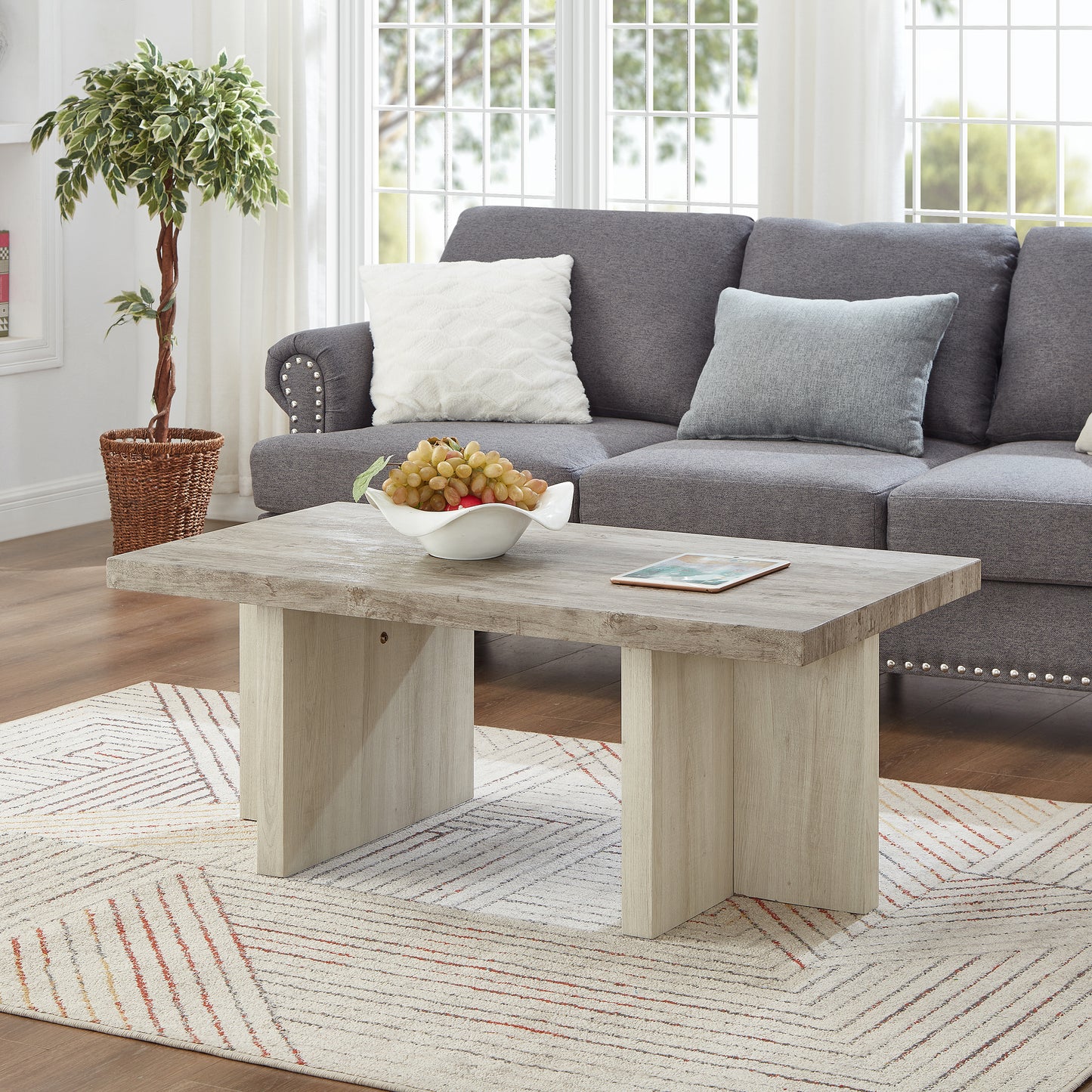 Roundhill Furniture Mchome 3-Piece Coffee Table Set, Coffee Table and Two End Tables