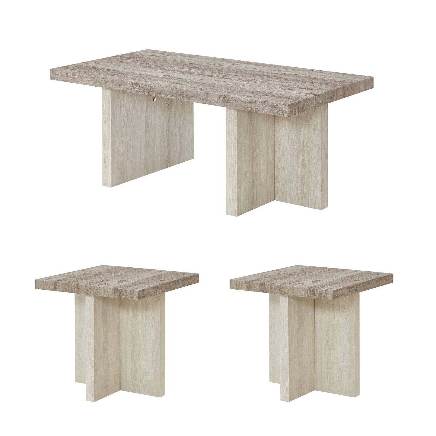 Roundhill Furniture Mchome 3-Piece Coffee Table Set, Coffee Table and Two End Tables