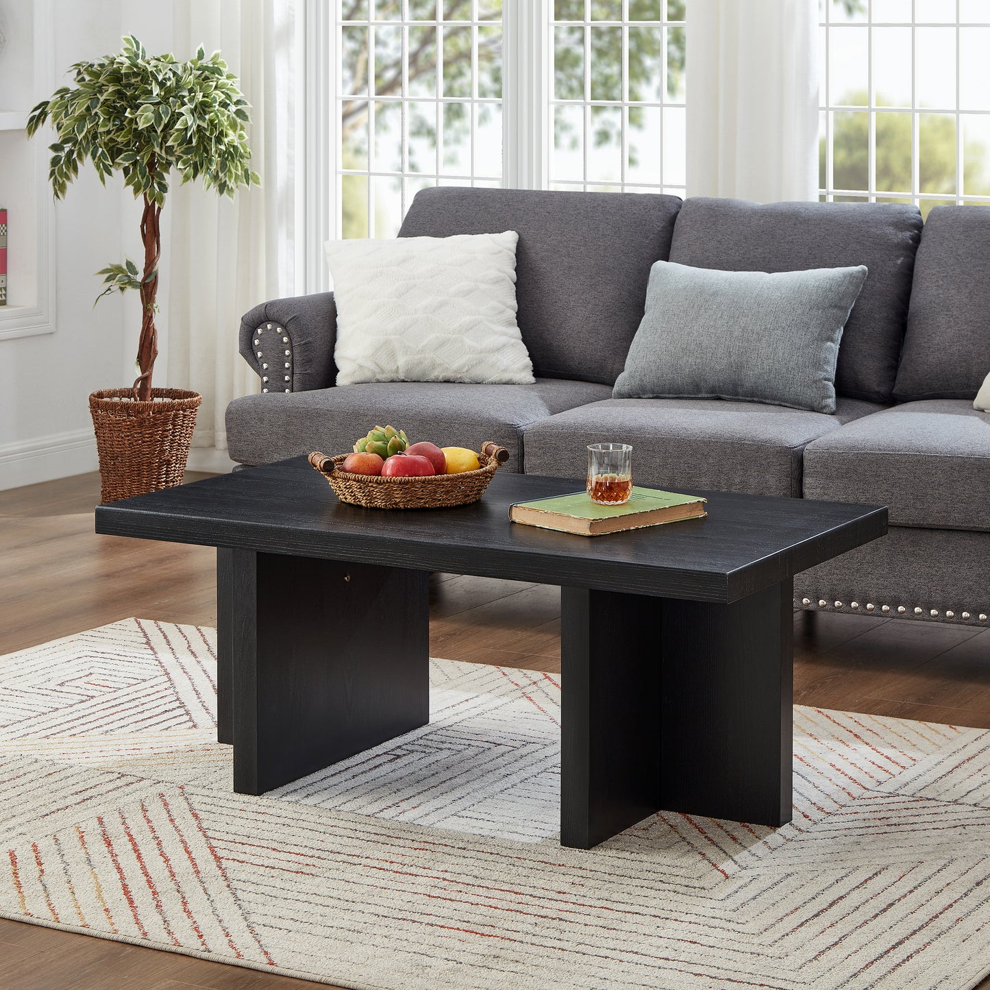 Roundhill Furniture Mchome 3-Piece Coffee Table Set, Coffee Table and Two End Tables