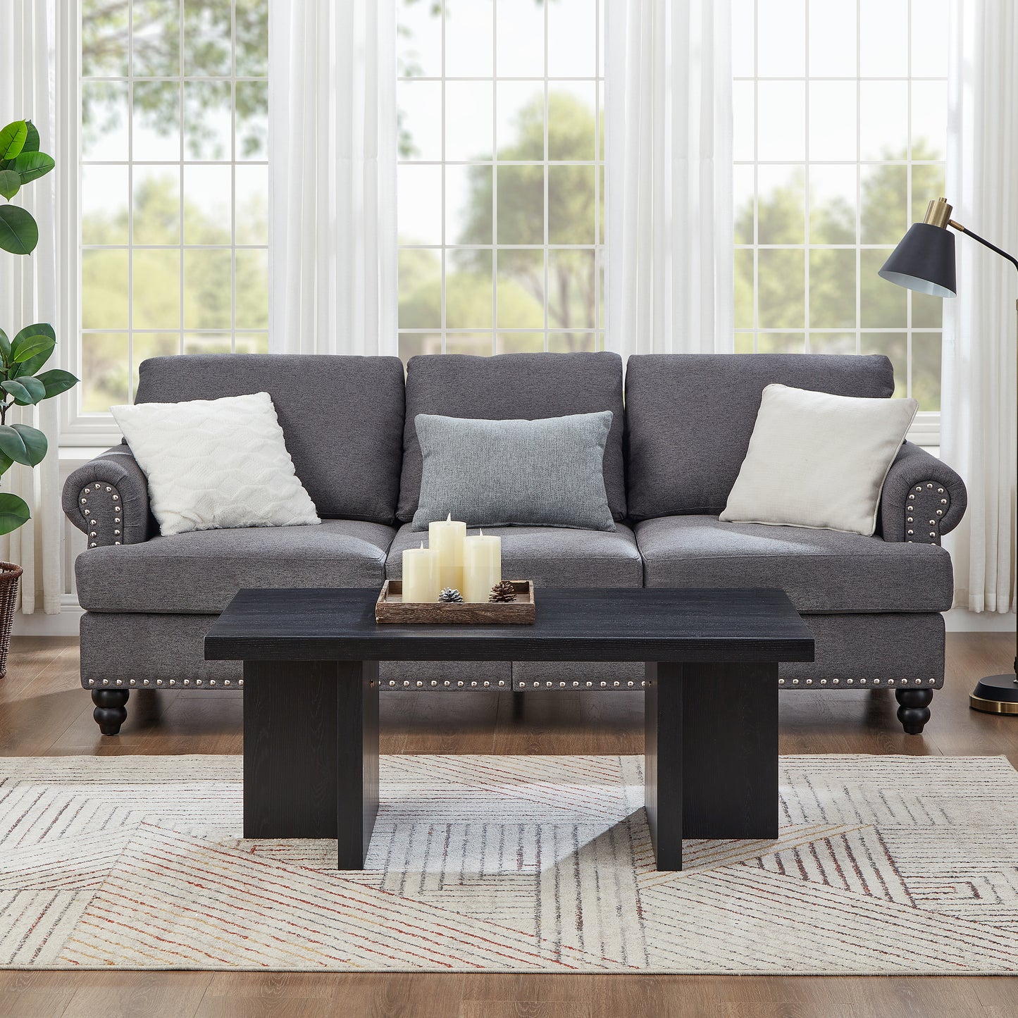 Roundhill Furniture Mchome 3-Piece Coffee Table Set, Coffee Table and Two End Tables
