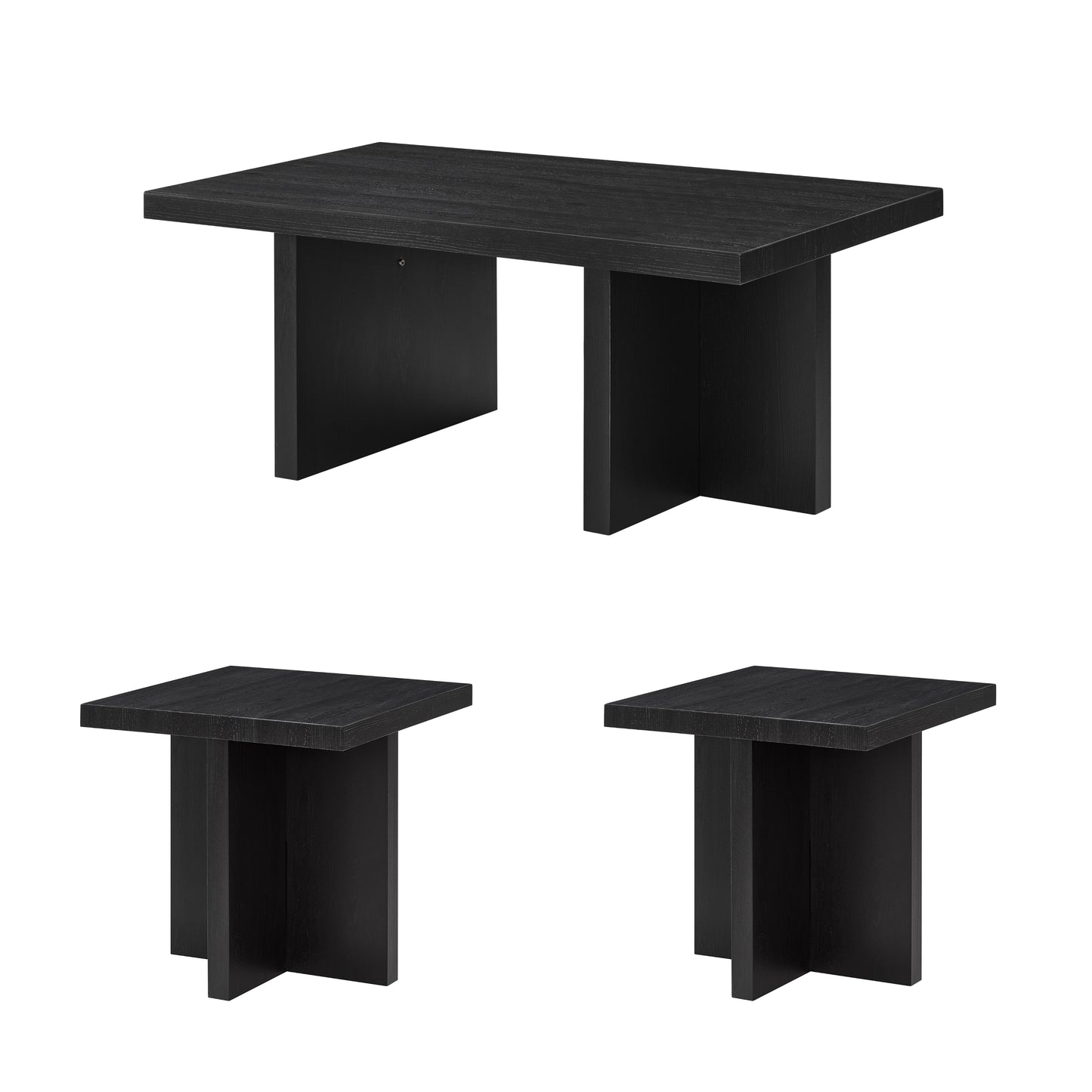 Roundhill Furniture Mchome 3-Piece Coffee Table Set, Coffee Table and Two End Tables