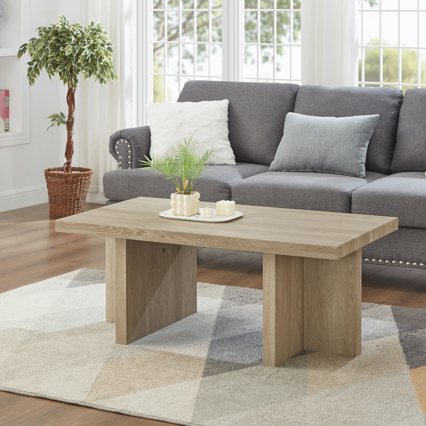 Roundhill Furniture Mchome 3-Piece Coffee Table Set, Coffee Table and Two End Tables