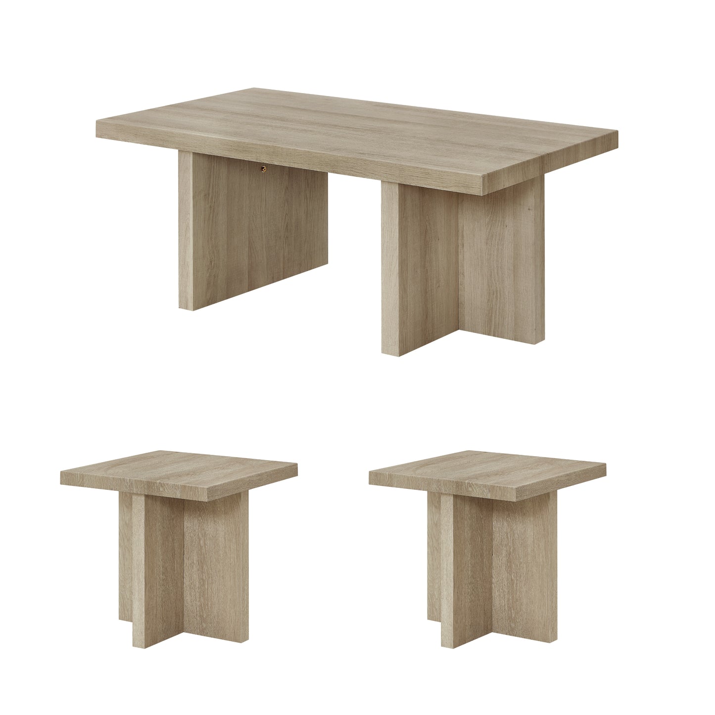 Roundhill Furniture Mchome 3-Piece Coffee Table Set, Coffee Table and Two End Tables