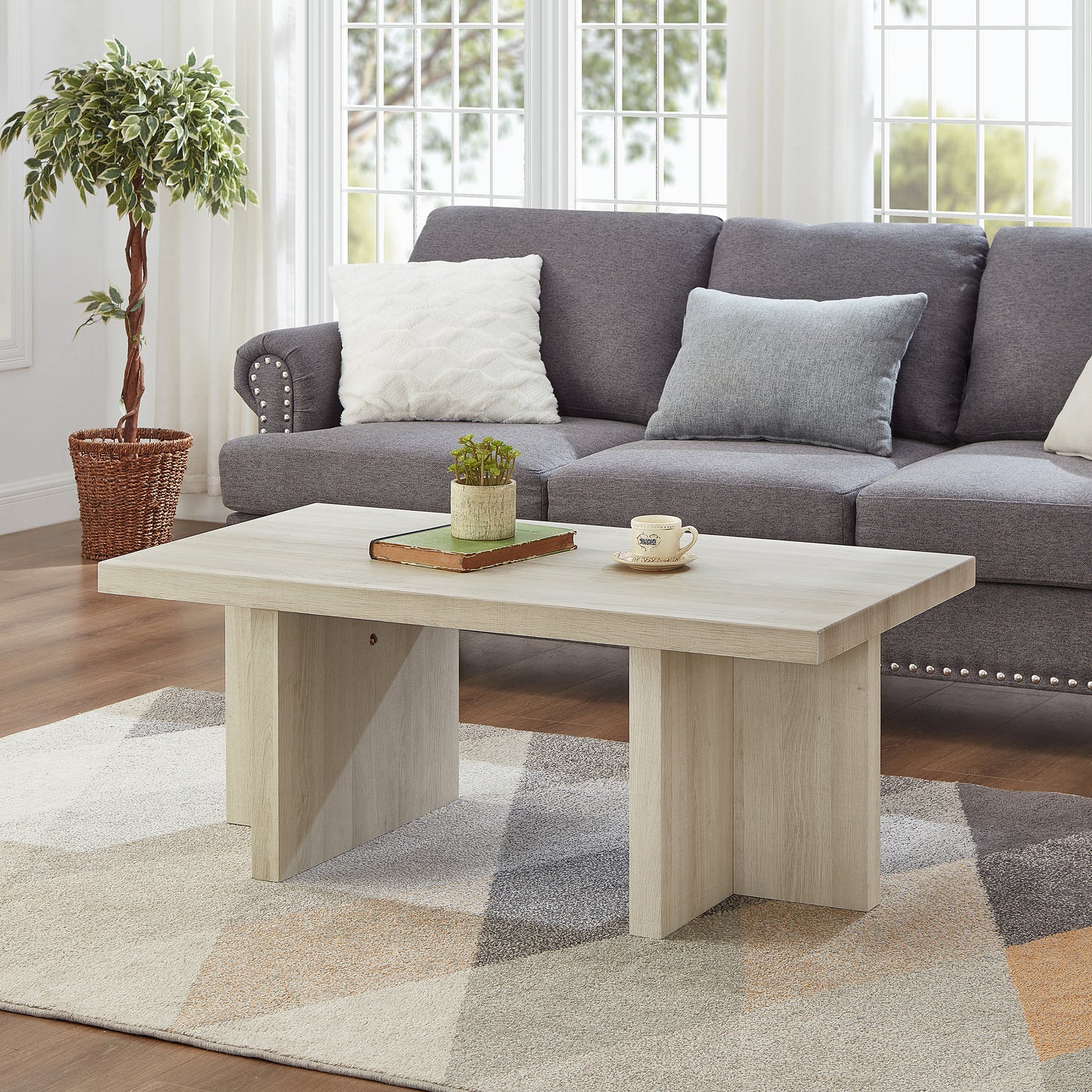 Roundhill Furniture Mchome 3-Piece Coffee Table Set, Coffee Table and Two End Tables