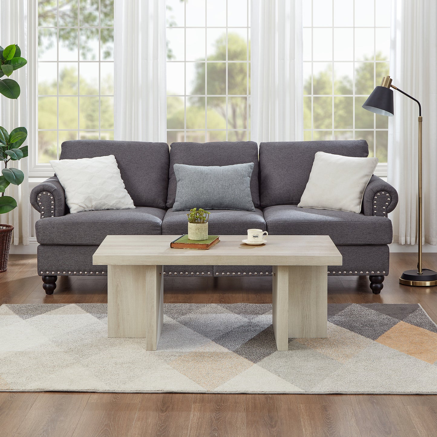 Roundhill Furniture Mchome 3-Piece Coffee Table Set, Coffee Table and Two End Tables