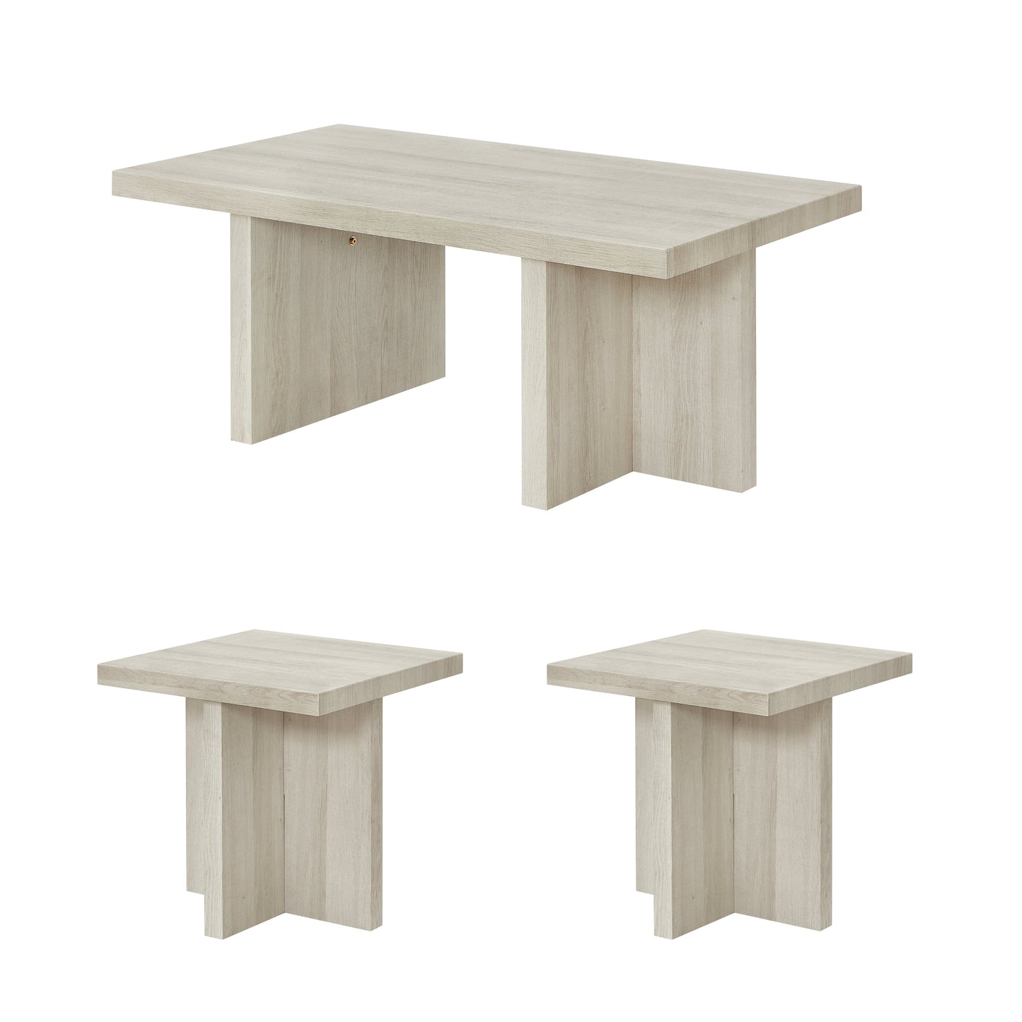 Roundhill Furniture Mchome 3-Piece Coffee Table Set, Coffee Table and Two End Tables