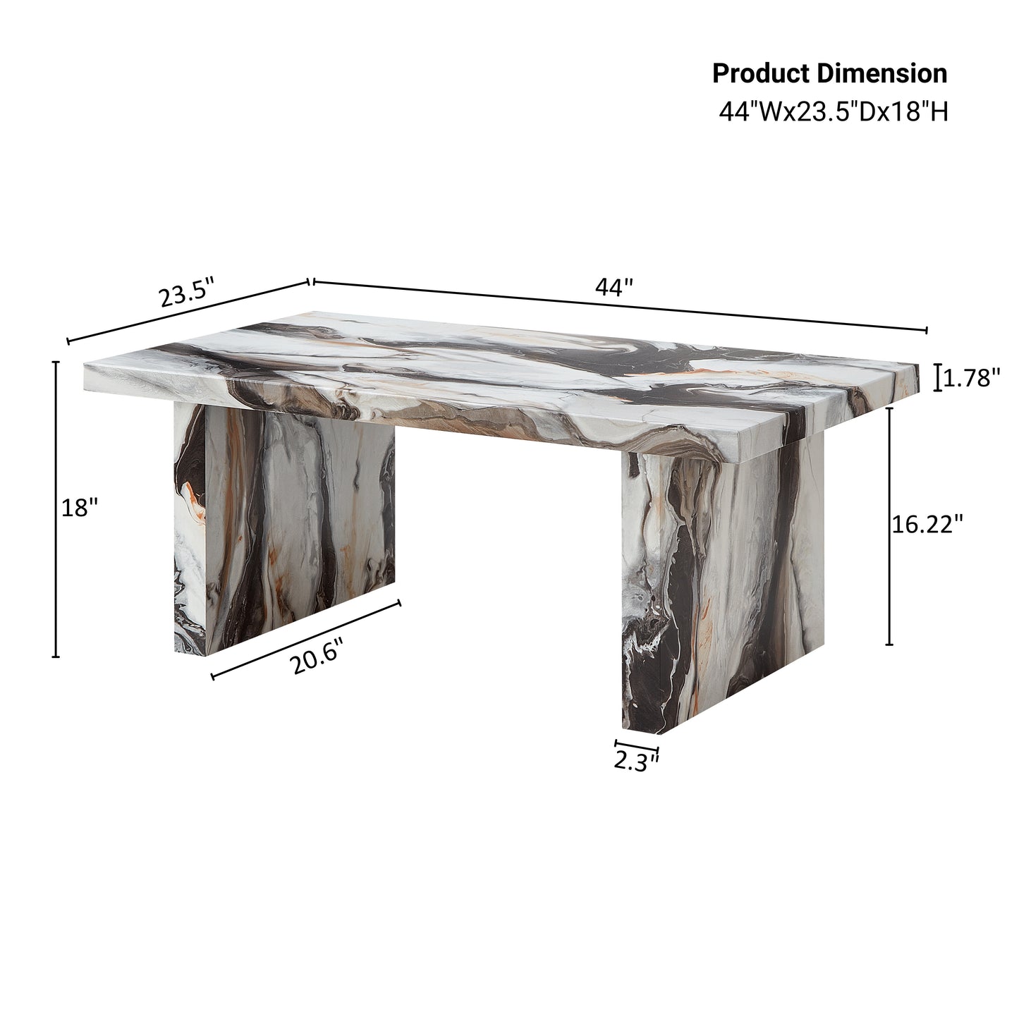 Roundhill Furniture Cavira Modern Faux Marble Living Room Coffee Table