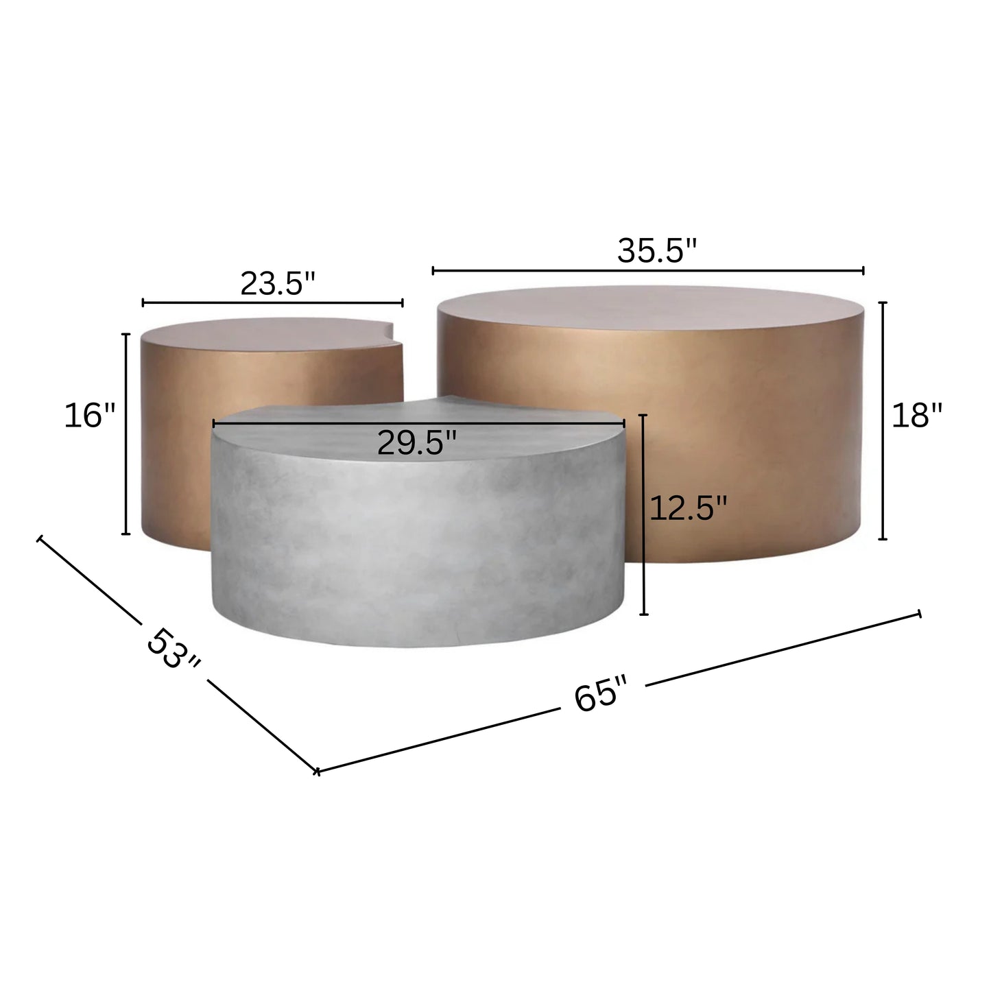 Roundhill Furniture Sovana Modern Indoor/Outdoor Nesting Coffee Table