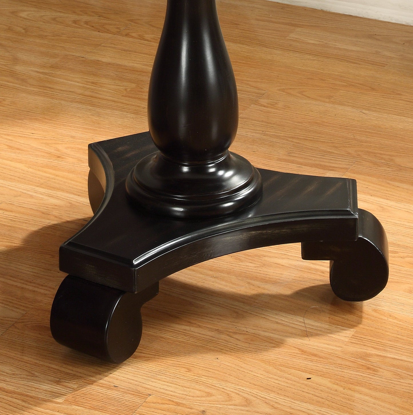 Roundhill Furniture Rene Round Wood Pedestal Side Table, Black