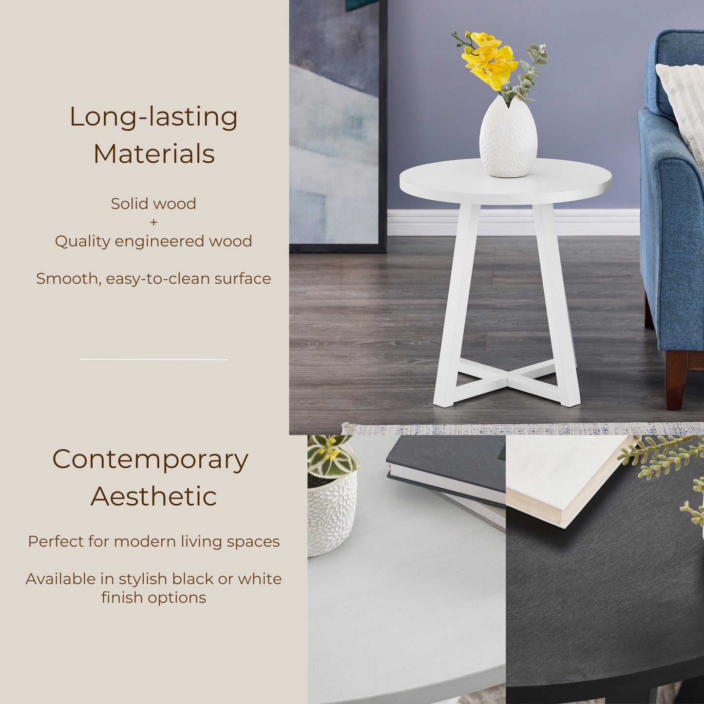 Roundhill Furniture Modern Harmony Wood Oval End Table