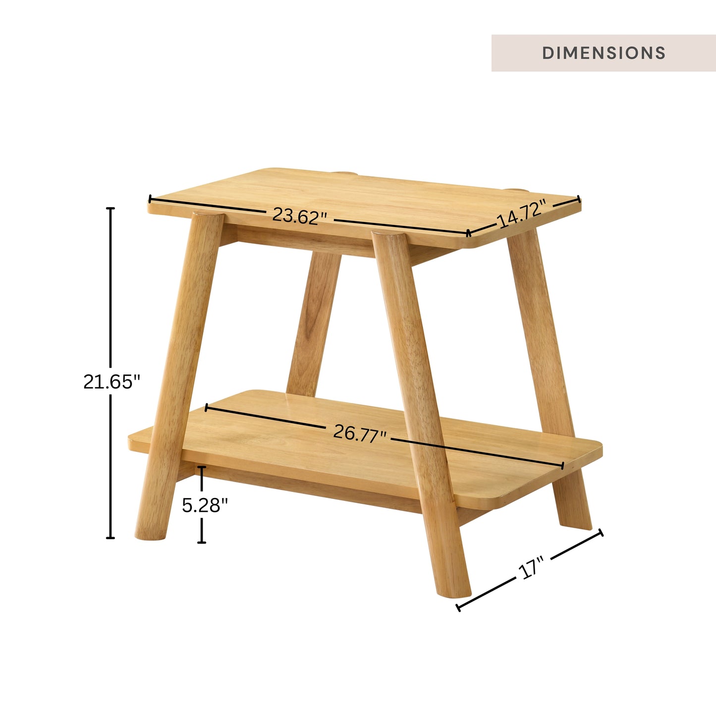 Roundhill Furniture Metz Mid-Century Modern Wood Shelf End Table
