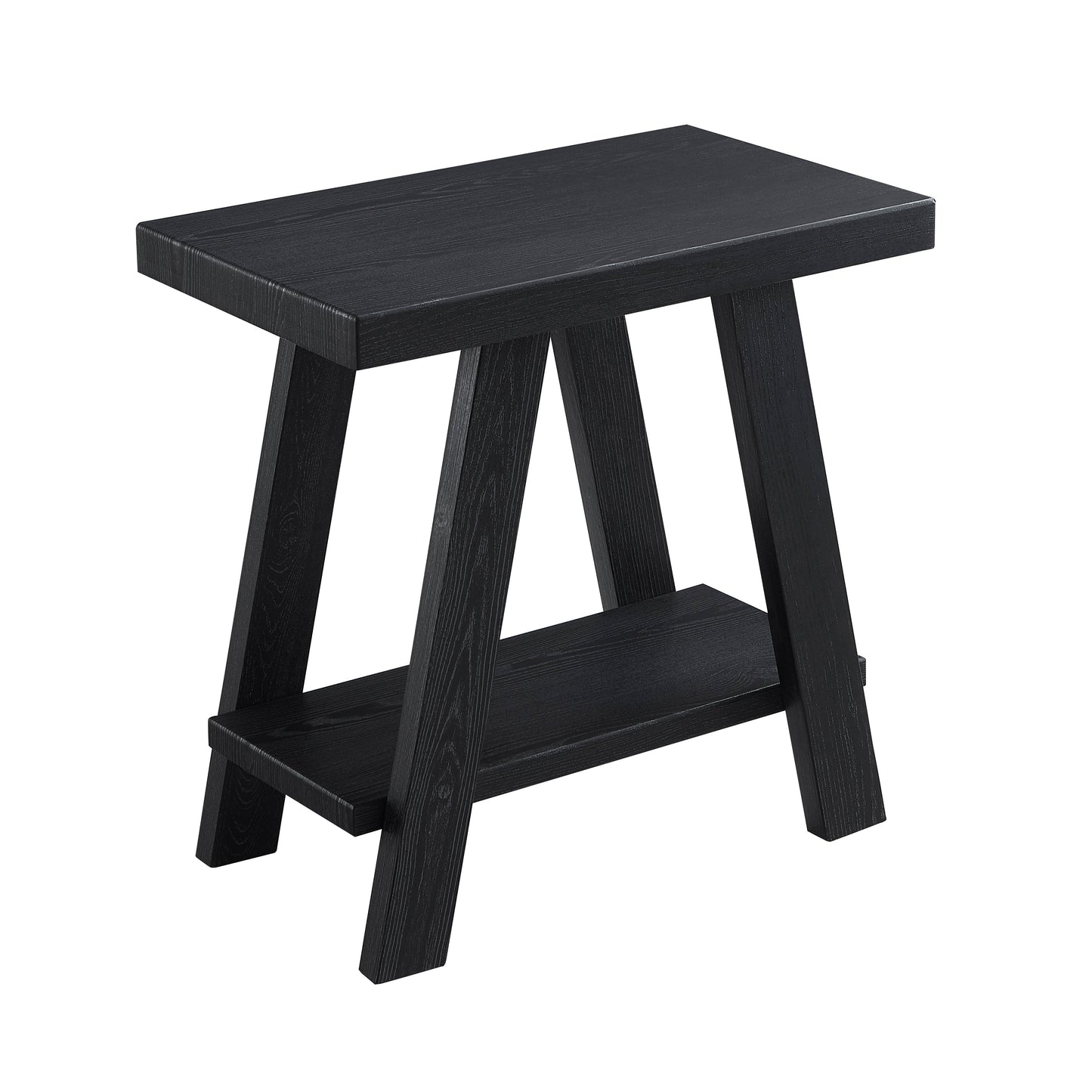 Roundhill Furniture Athens Contemporary Wood Shelf Side Table in Black Finish
