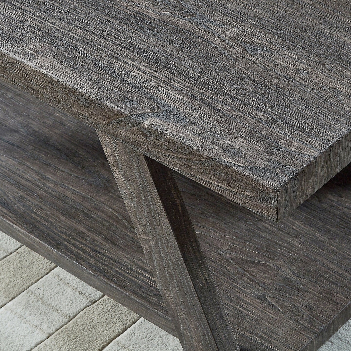 Athens Contemporary Wood Shelf Side Table in Charcoal Finish