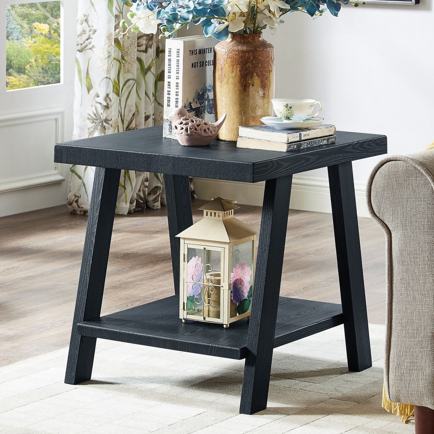 Roundhill Furniture Athens Contemporary Replicated Wood Shelf End Table
