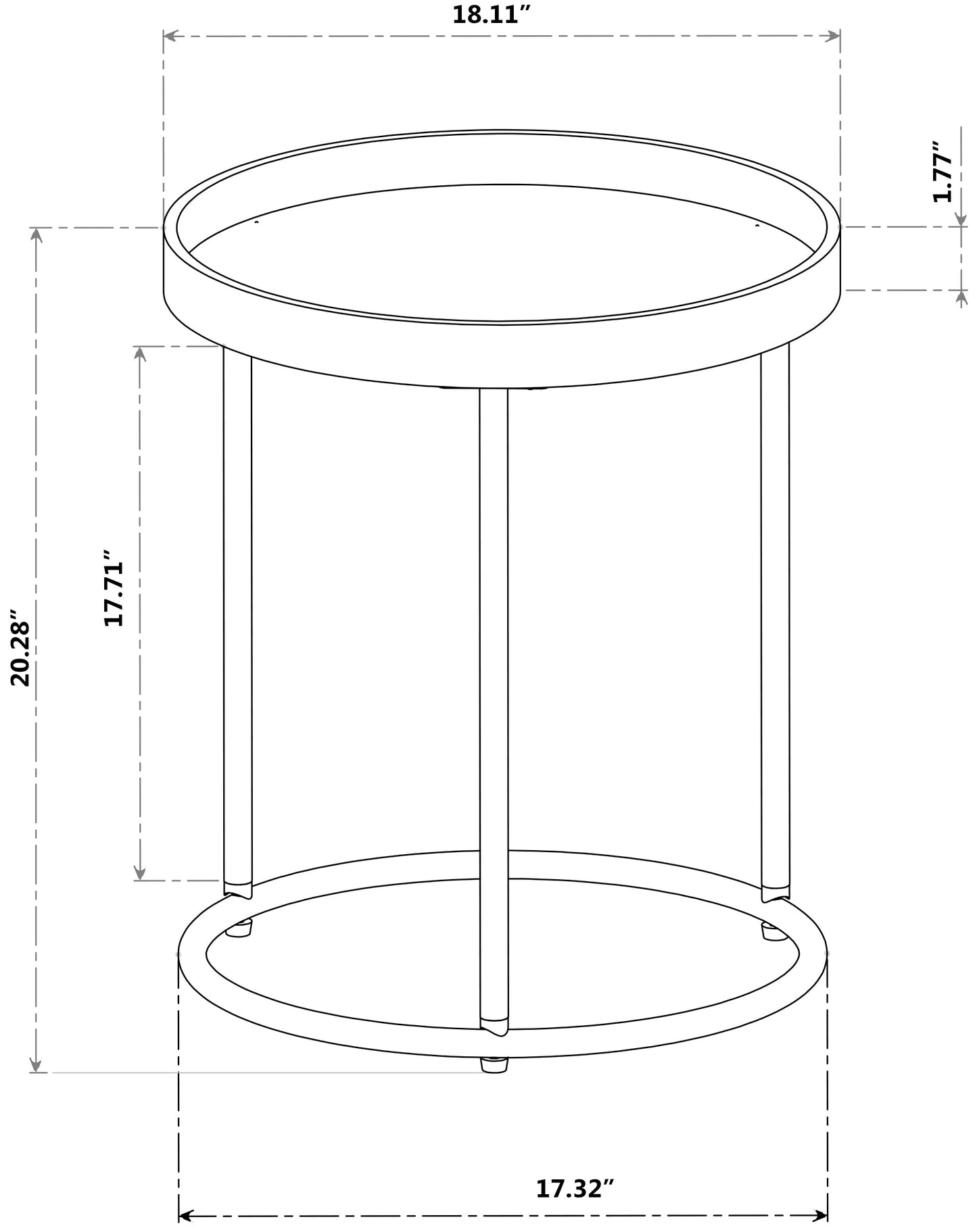 Genoa Round Tray Table with Metal Frame, Espresso