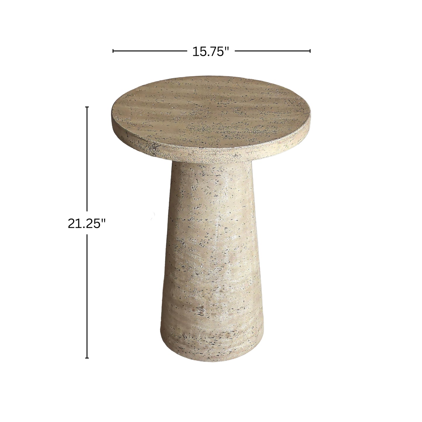 Roundhill Furniture Cortelle Indoor/Outdoor Faux Travertine Round End Table
