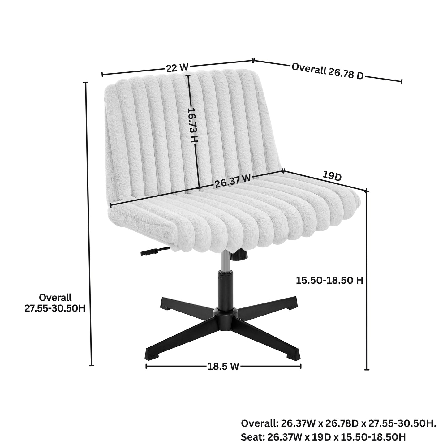 Roundhill Blynn Adjustable Swivel Criss Cross Chair, Wide Seat Office Chair Vanity Chair