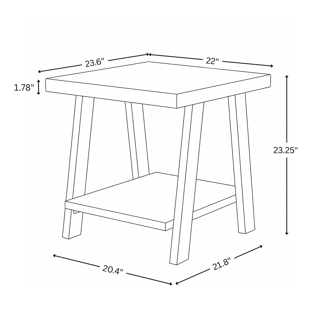 Roundhill Furniture Athens Contemporary Replicated Wood Shelf End Table