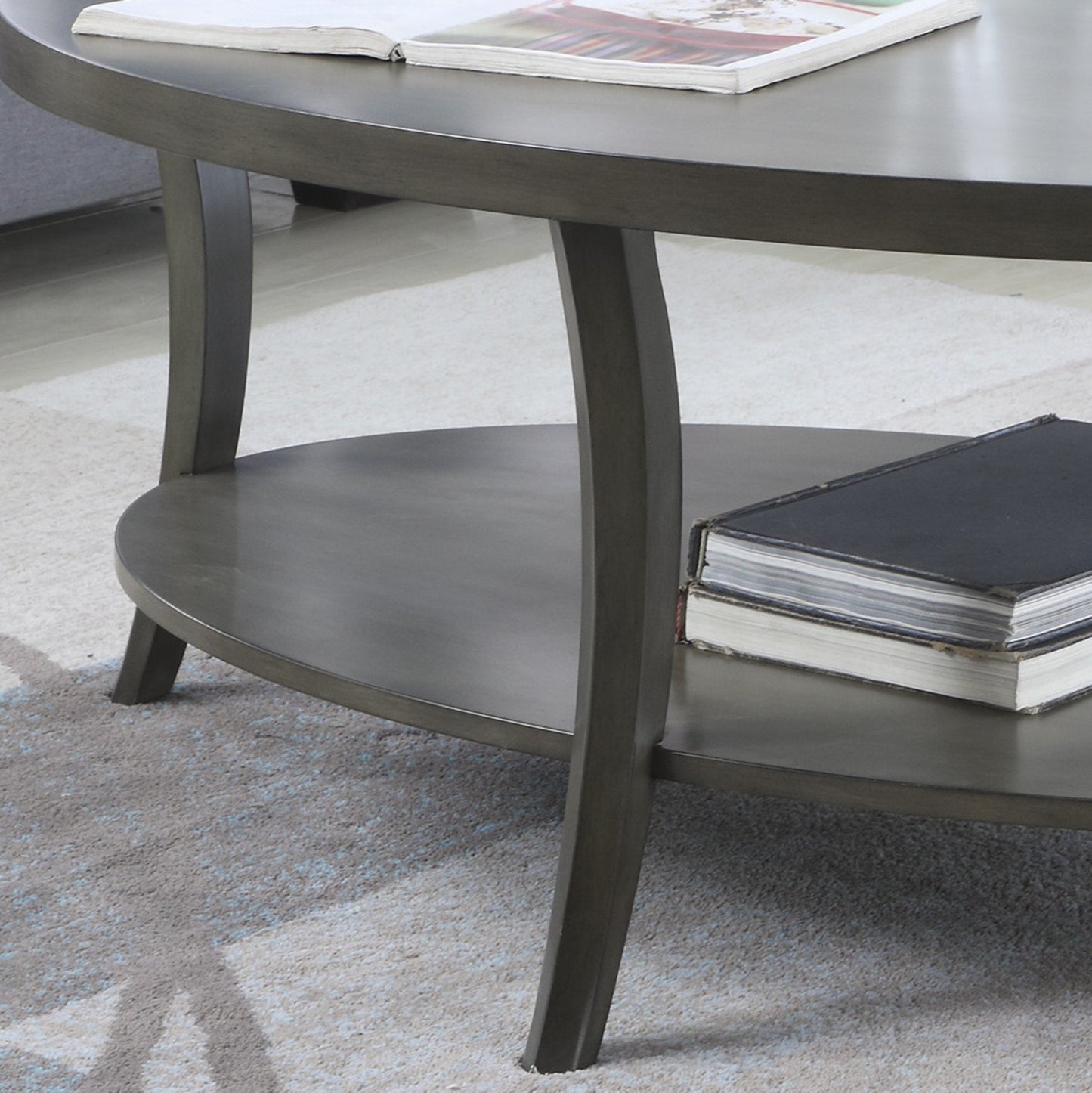 Roundhill Furniture Perth Contemporary 3-Piece Oval Coffee Table with End Tables Set, Gray
