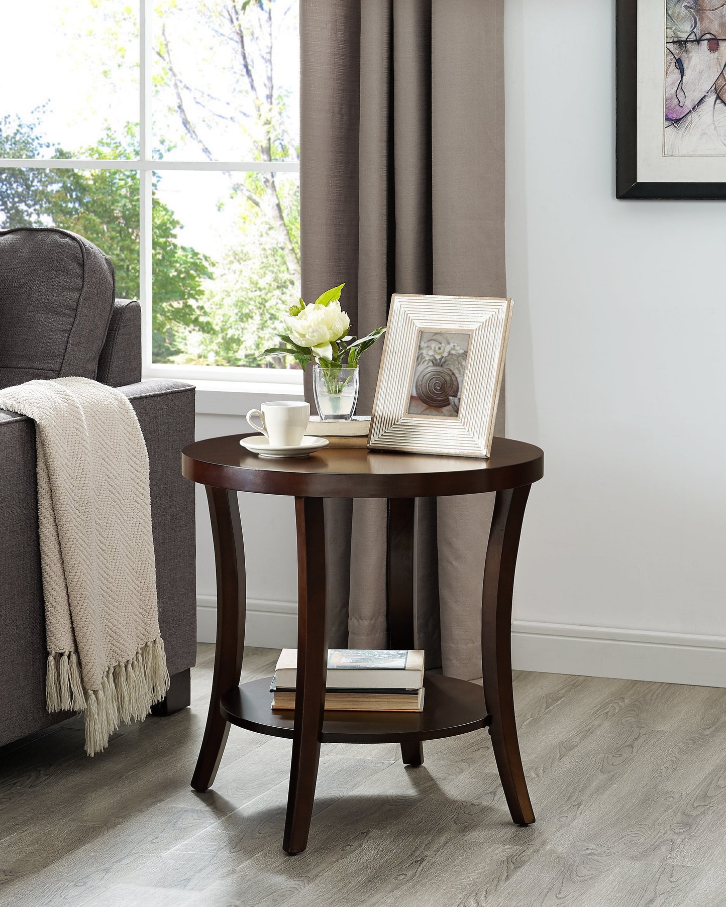 Roundhill Furniture Perth Contemporary 3-Piece Oval Coffee Table with End Tables Set, Espresso