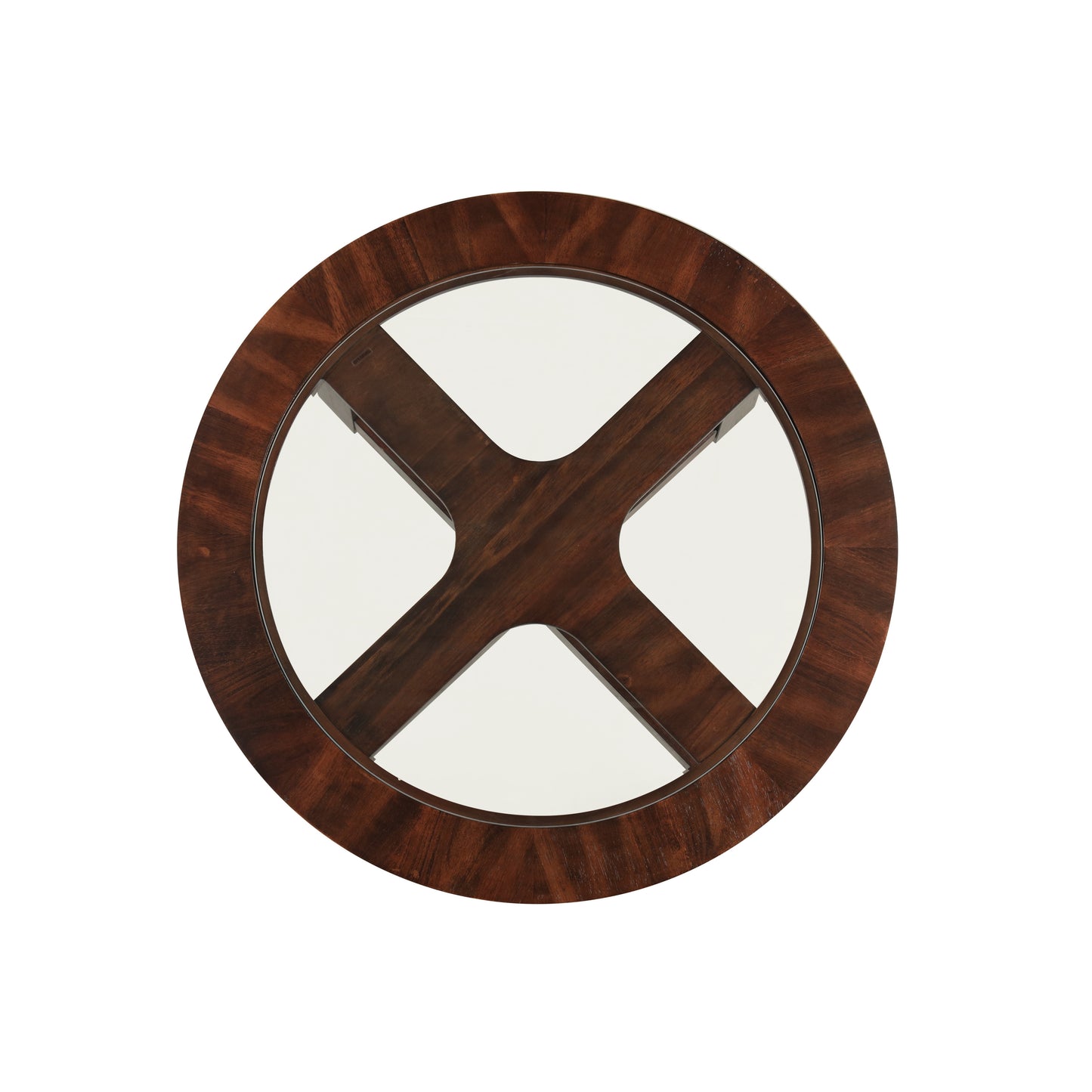 Roundhill Furniture Cylina Solid Wood Glass Top Round Counter Height Table with 4 Stools