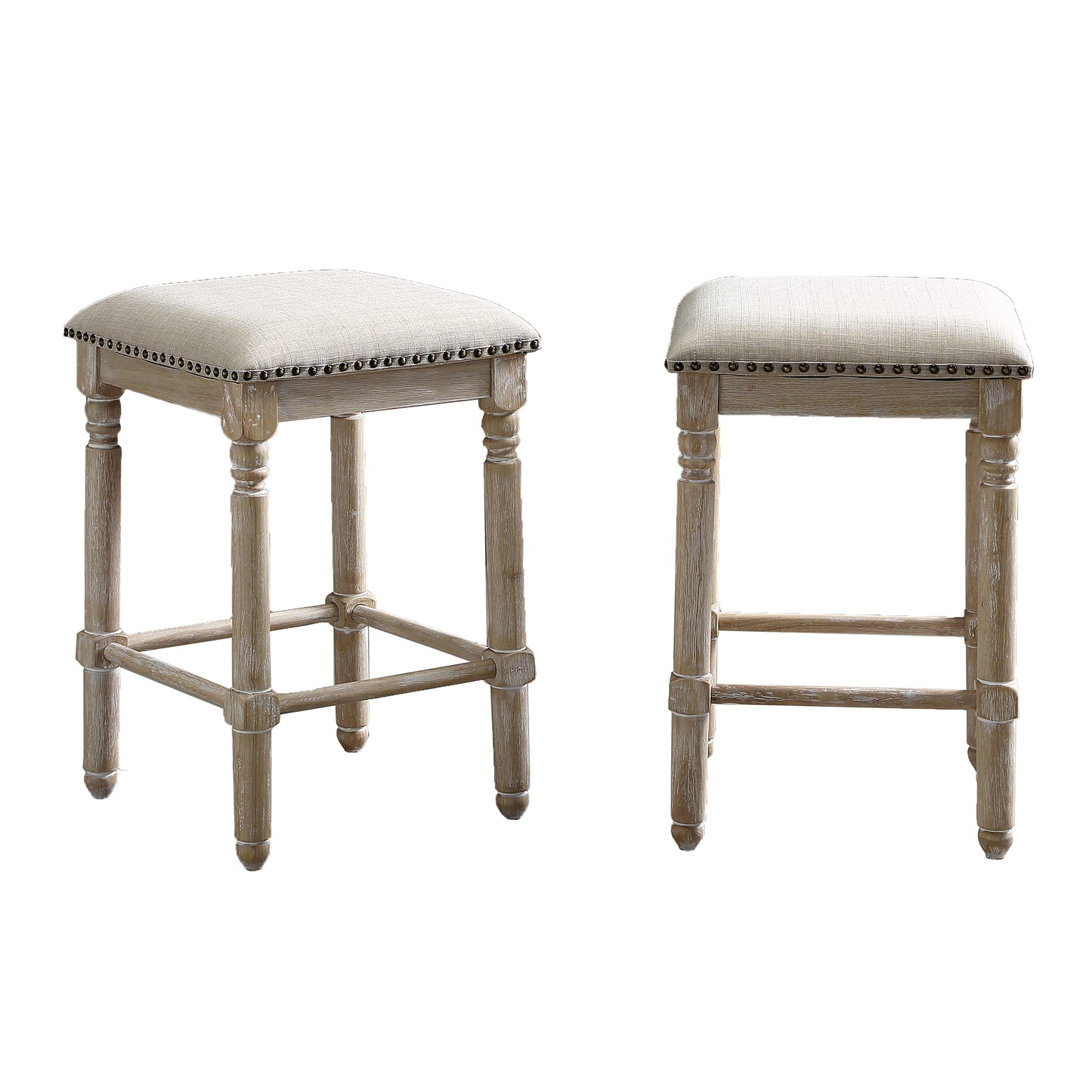 Roundhill Furniture Arnhem Wood Upholstered Counter Height Stool, Tan, Set of 2