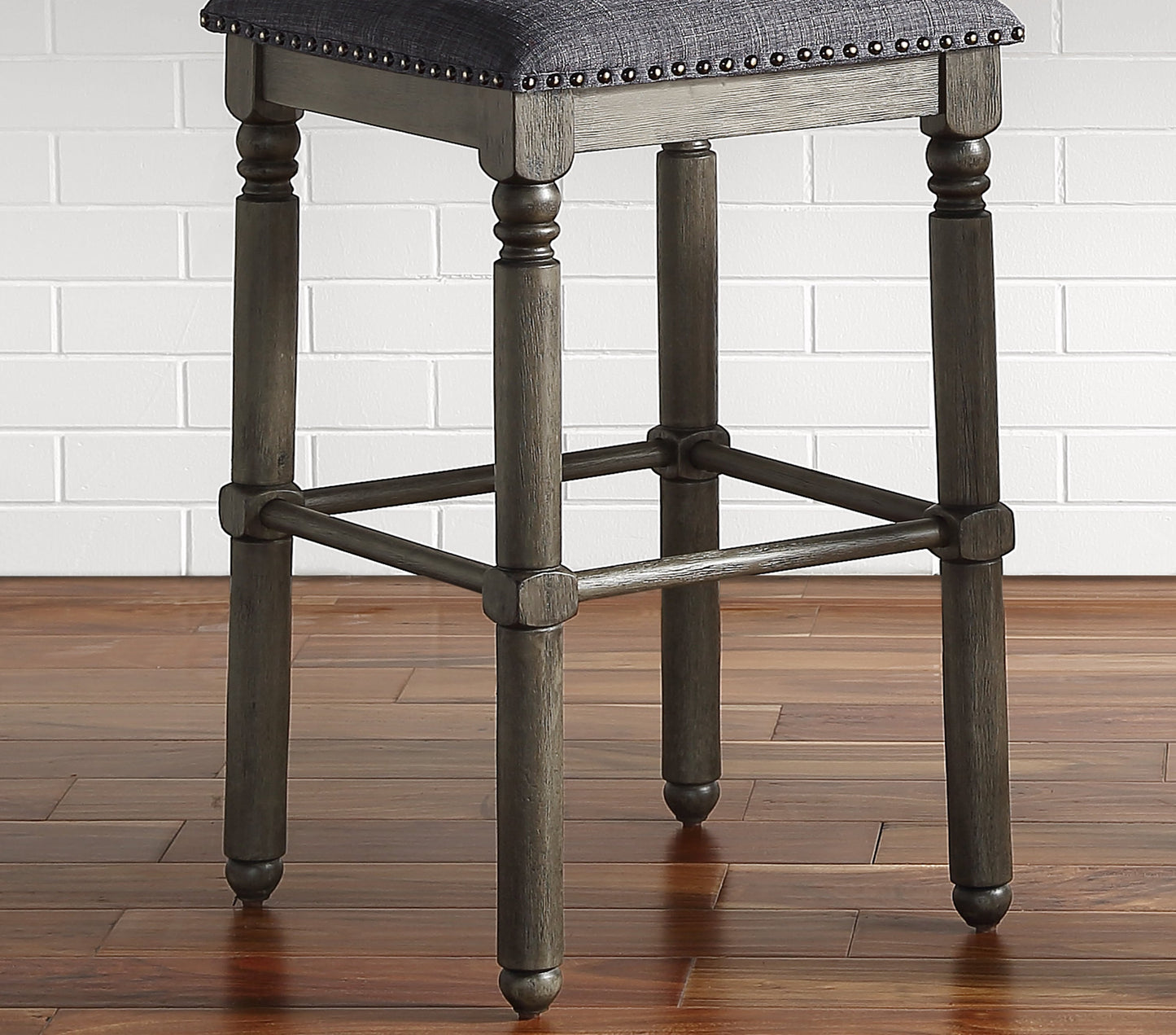 Arnhem Wood Gray Upholstered Counter Height Stool, Set of 2
