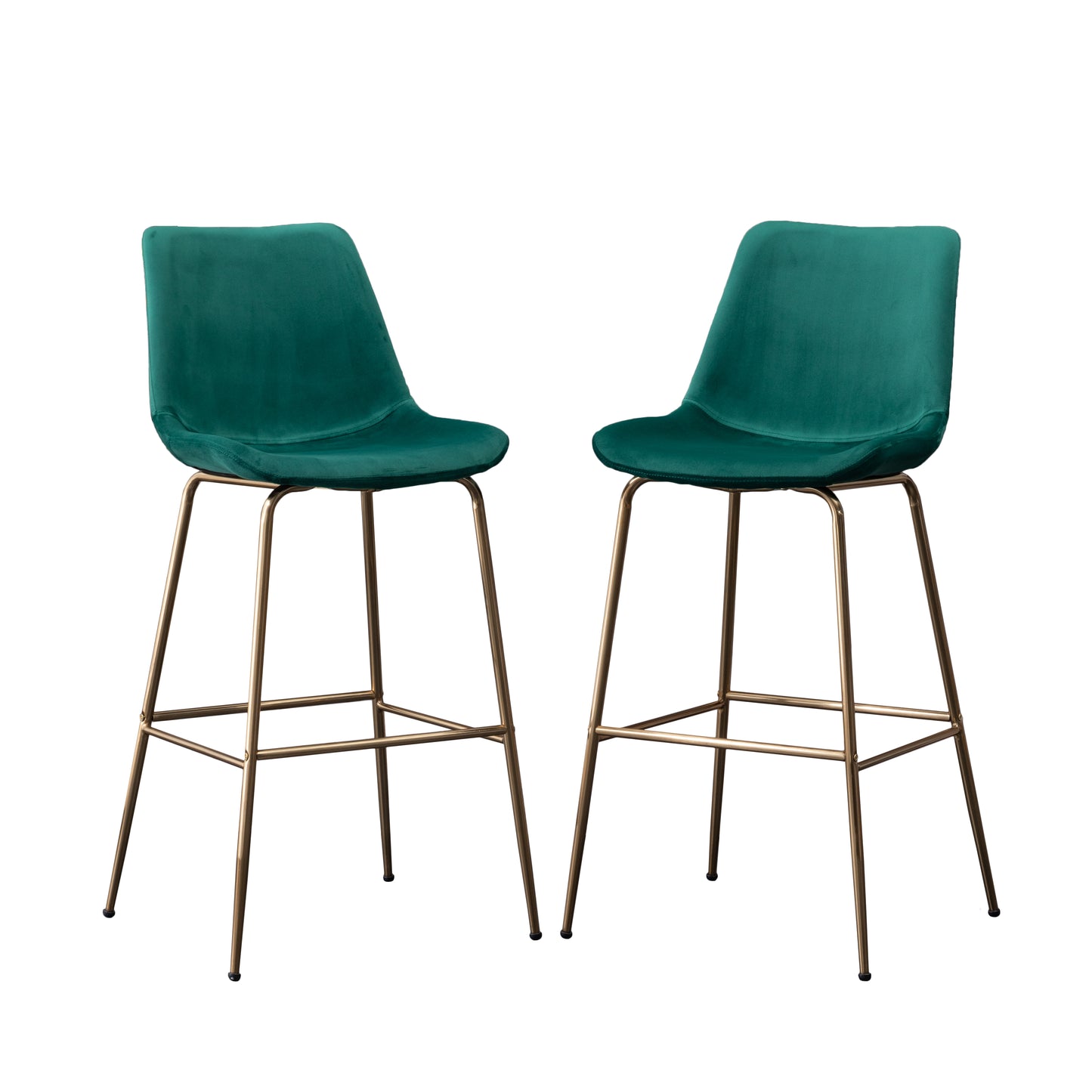 Roundhill Furniture Aufurr Modern Velvet 26.50 Counter Height Stool, Green, Set of 2
