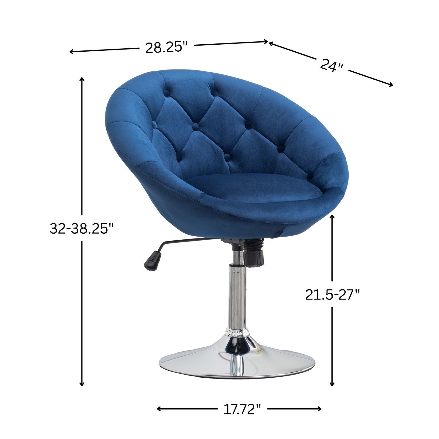 Noas Velvet Upholstered Tufted Back Swivel Accent Chair, Blue