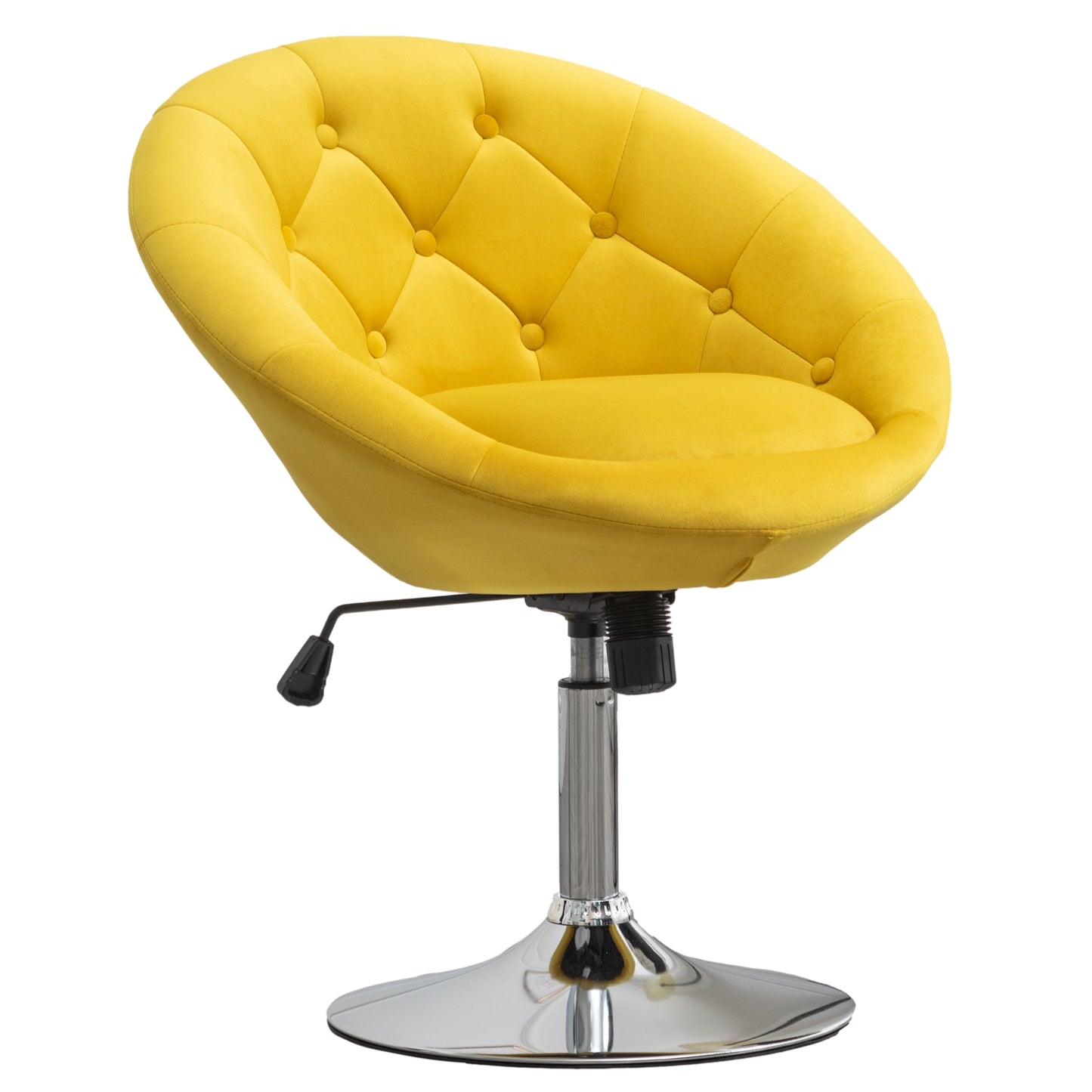 Roundhill Furniture Noas Velvet Upholstered Tufted Back Swivel Accent Chair, Yellow