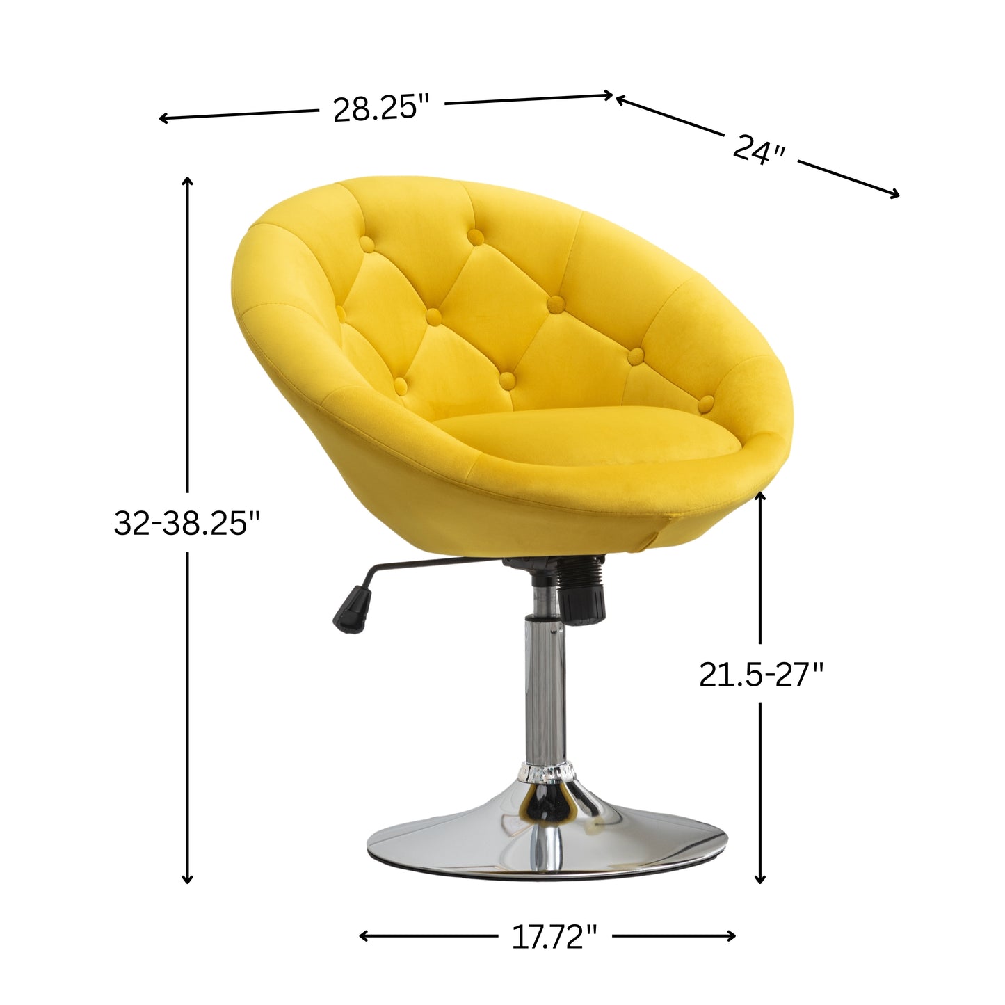 Noas Velvet Upholstered Tufted Back Swivel Accent Chair, Yellow