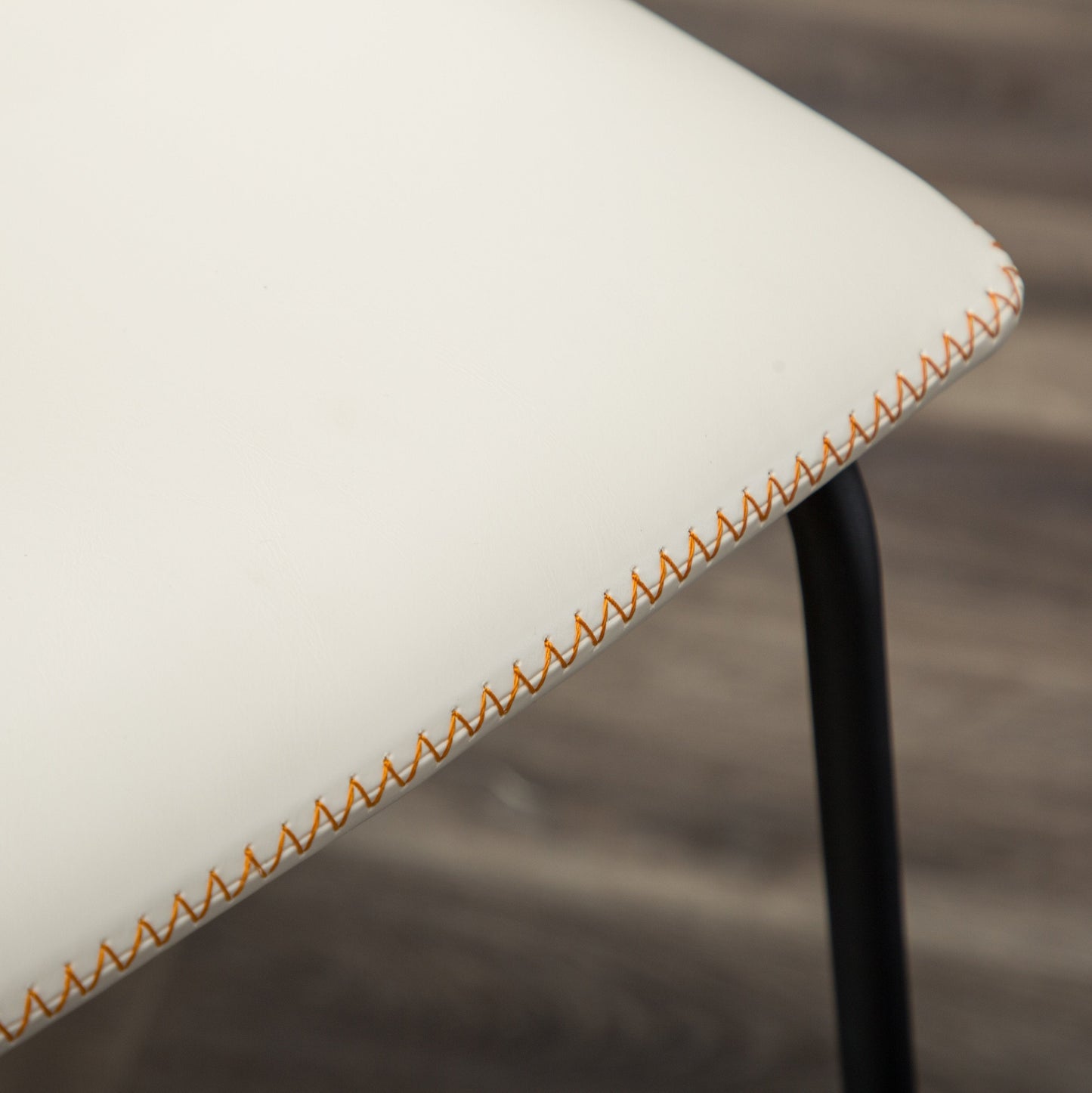 Lotusville Vintage PU Leather Counter Height Stools, White, Set of 2