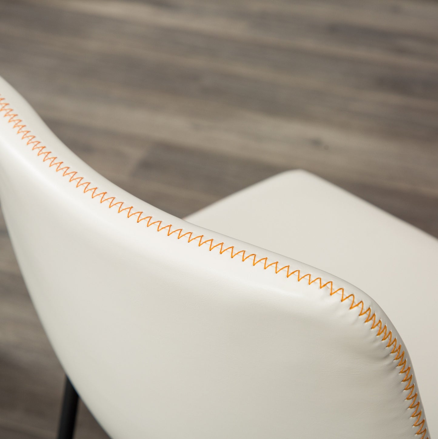 Lotusville Vintage PU Leather Bar Stools, White, Set of 2