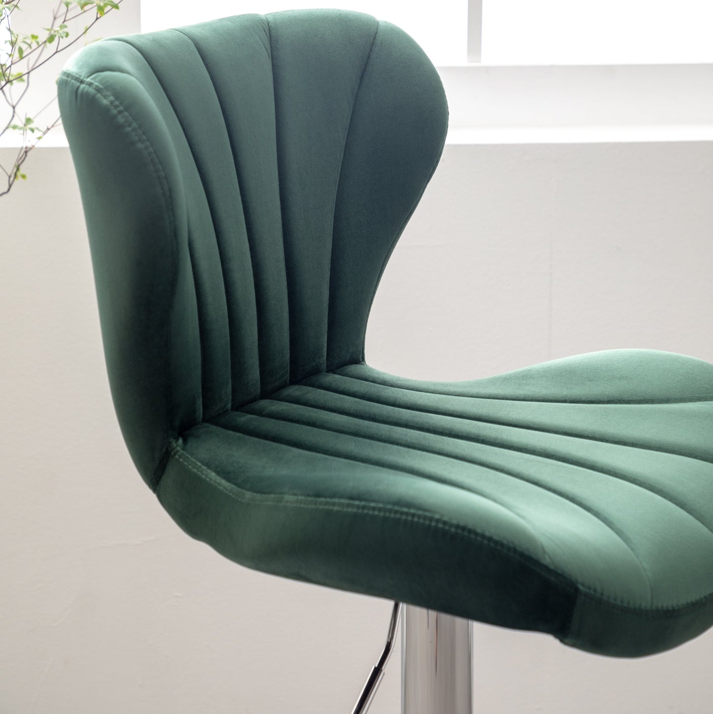 Roundhill Furniture Ellston Upholstered Adjustable Swivel Barstools in Green, Set of 2