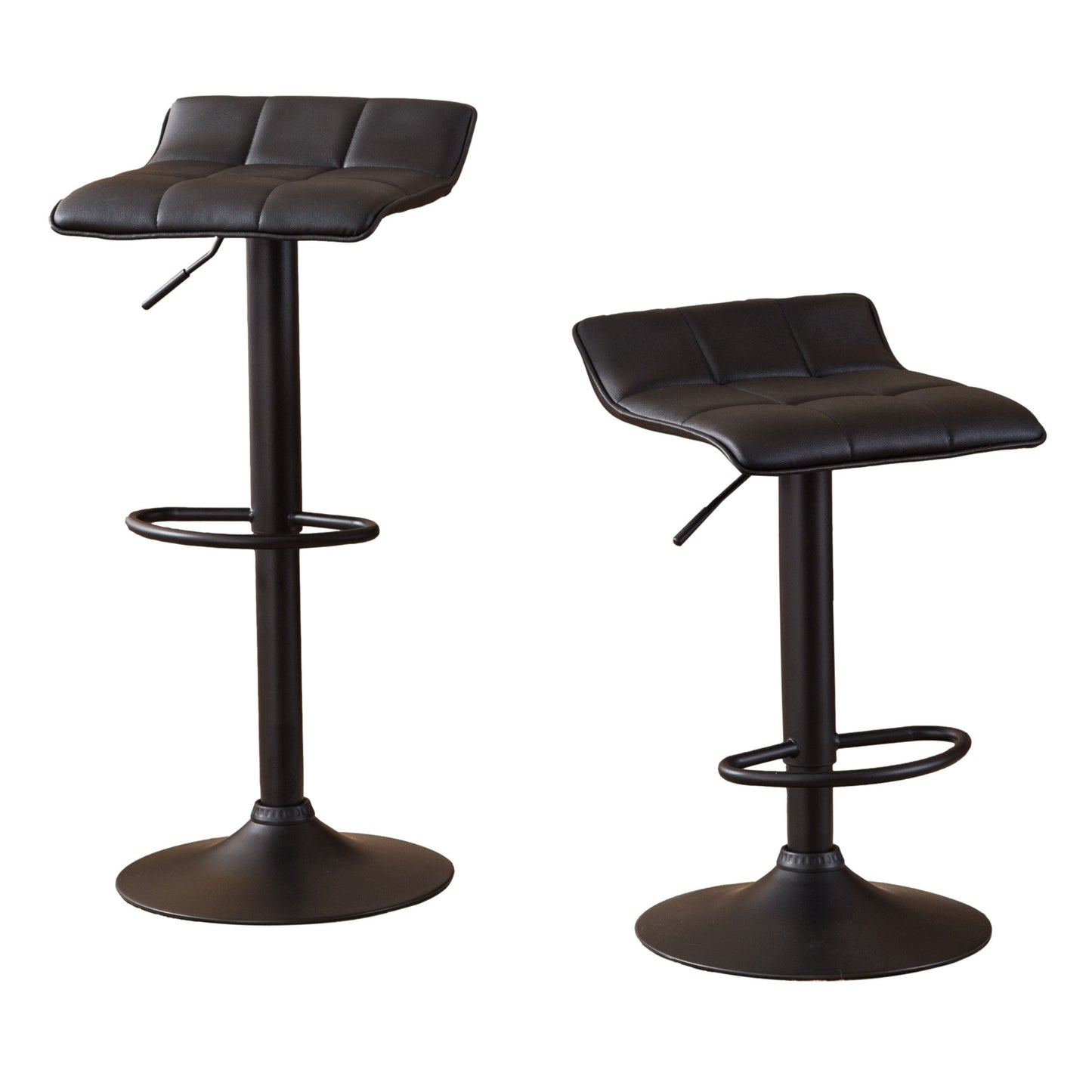 Belham Swivel Black Bonded Leather Adjustable Bar Stool, Set of 2