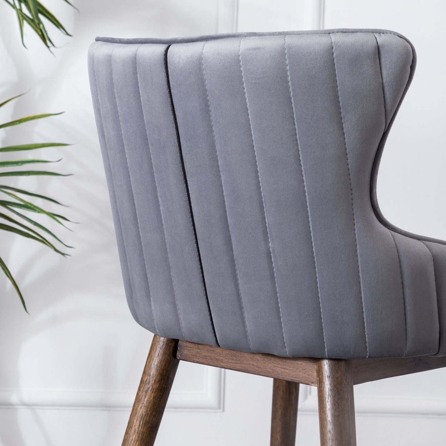Roundhill Furniture Leland Fabric Upholstered Counter Height Wingback Stools, Gray, Set of 2