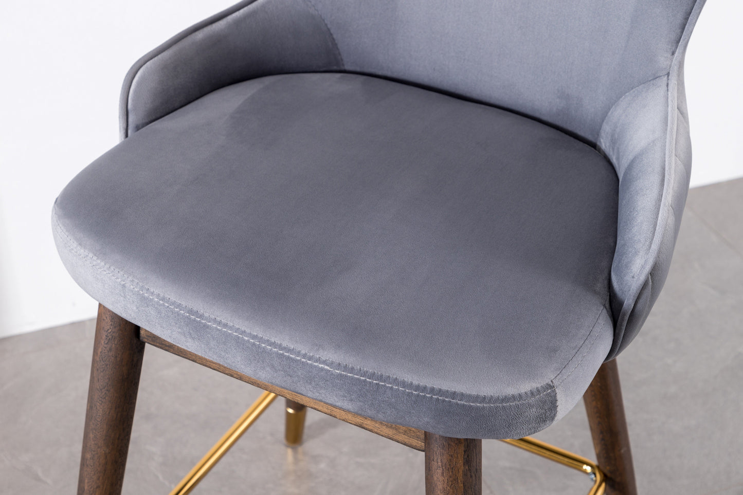 Roundhill Furniture Leland Fabric Upholstered Counter Height Wingback Stools, Gray, Set of 2