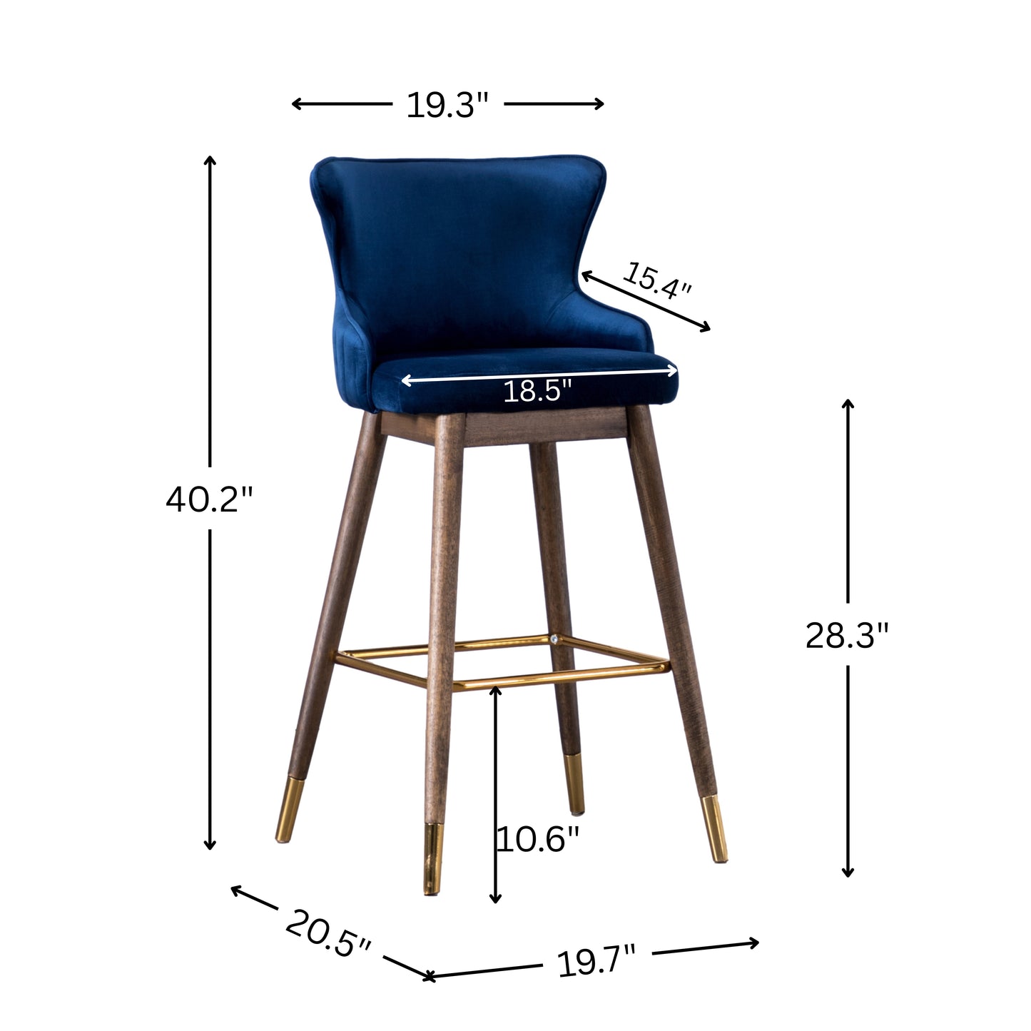 Leland Fabric Upholstered Wingback Bar Stools, Set of 2, Blue
