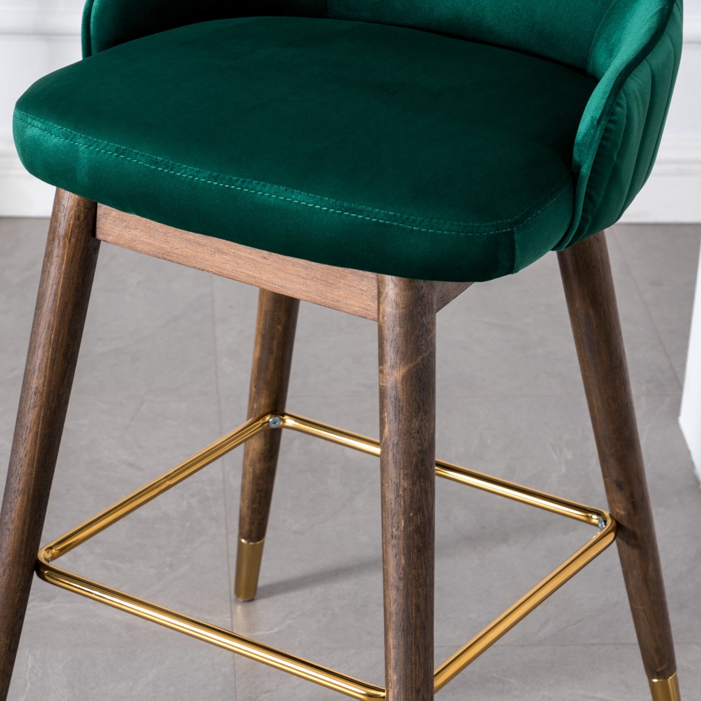 Roundhill Furniture Leland Fabric Upholstered Wingback Bar Stools, Green, Set of 2