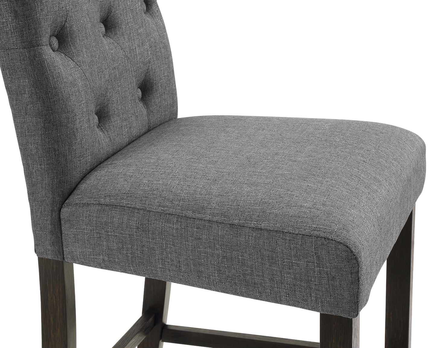 Roundhill Furniture Leviton Solid Wood Tufted Asons Counter Height Stool, Grey, Set of 2
