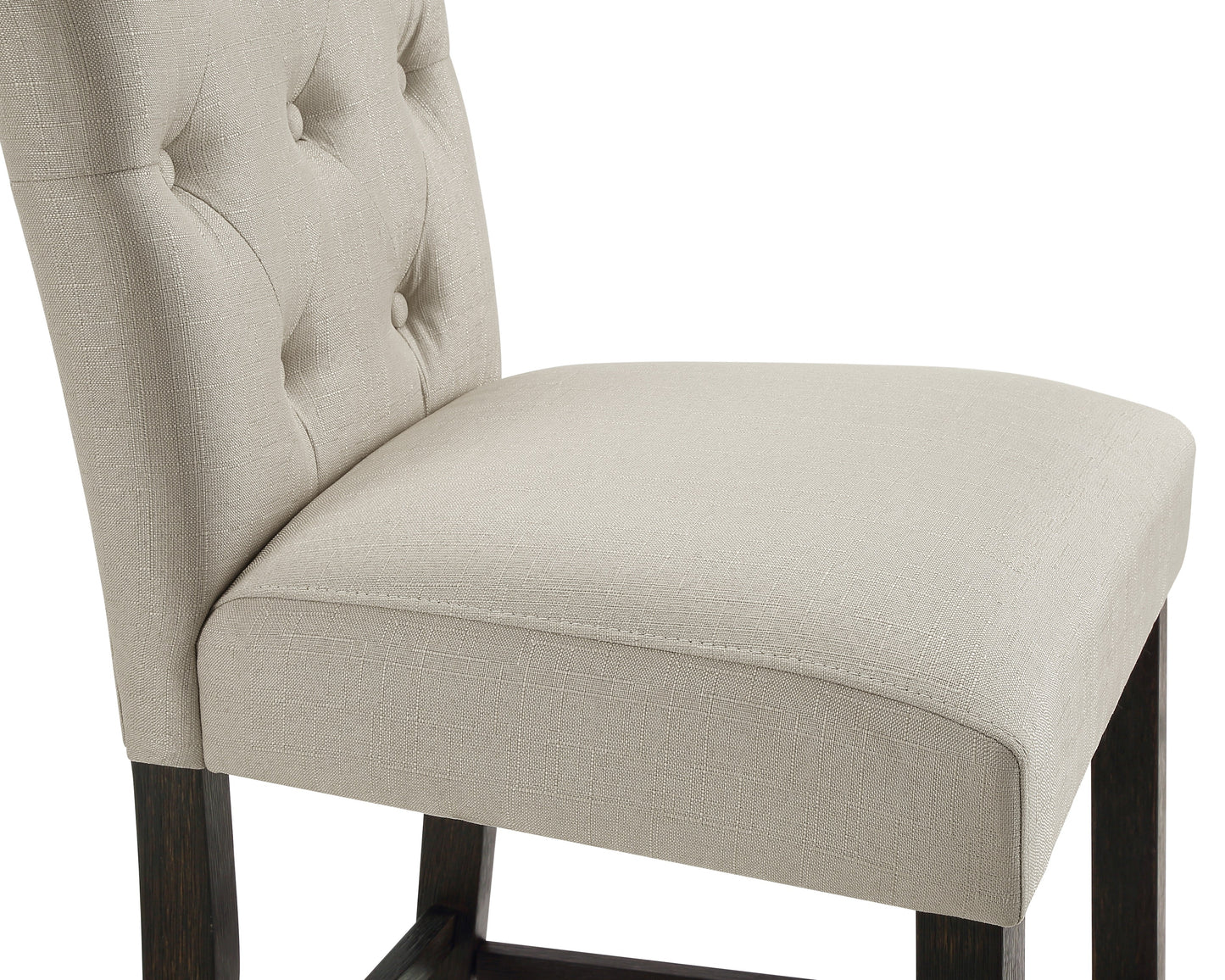Roundhill Furniture Leviton Solid Wood Tufted Asons Barstool, Tan, Set of 2