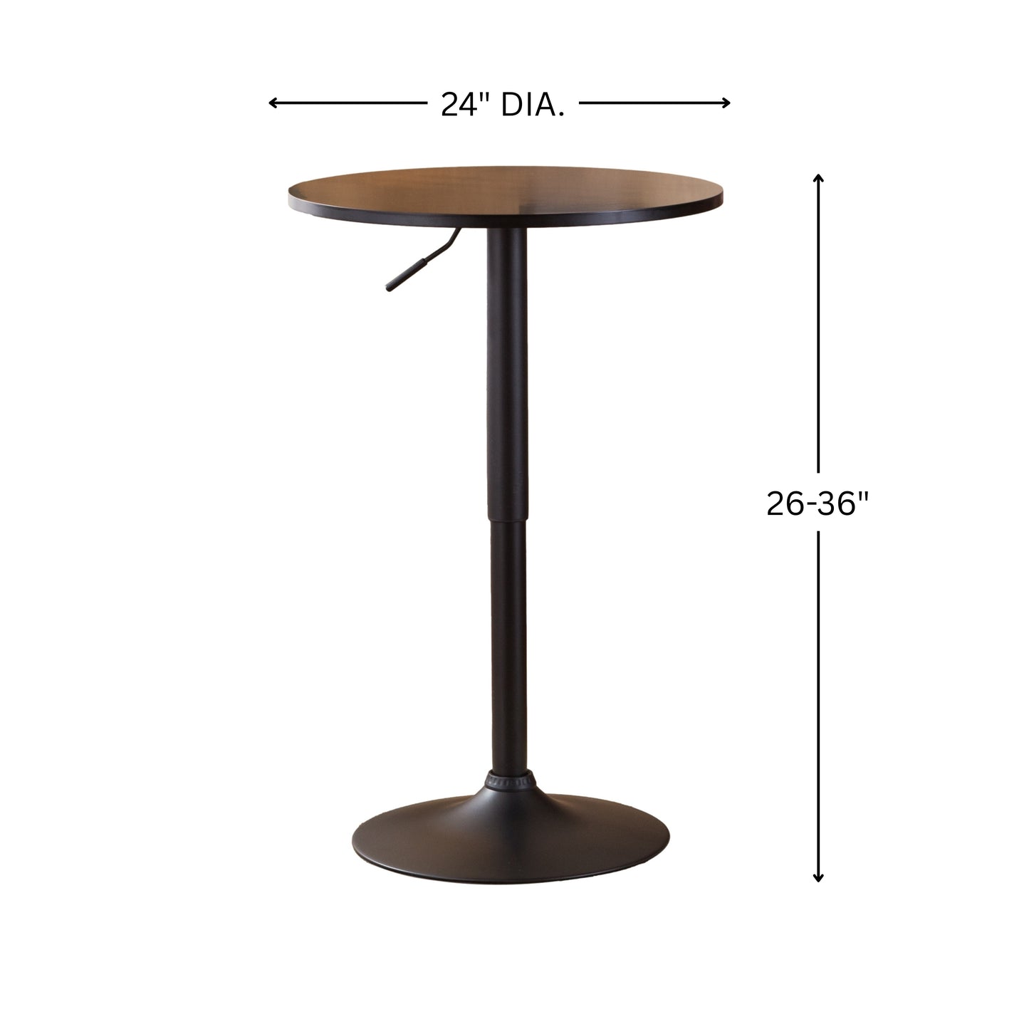 Belham Black Round Top Adjustable Height with Black Leg And Base Metal Bar Table