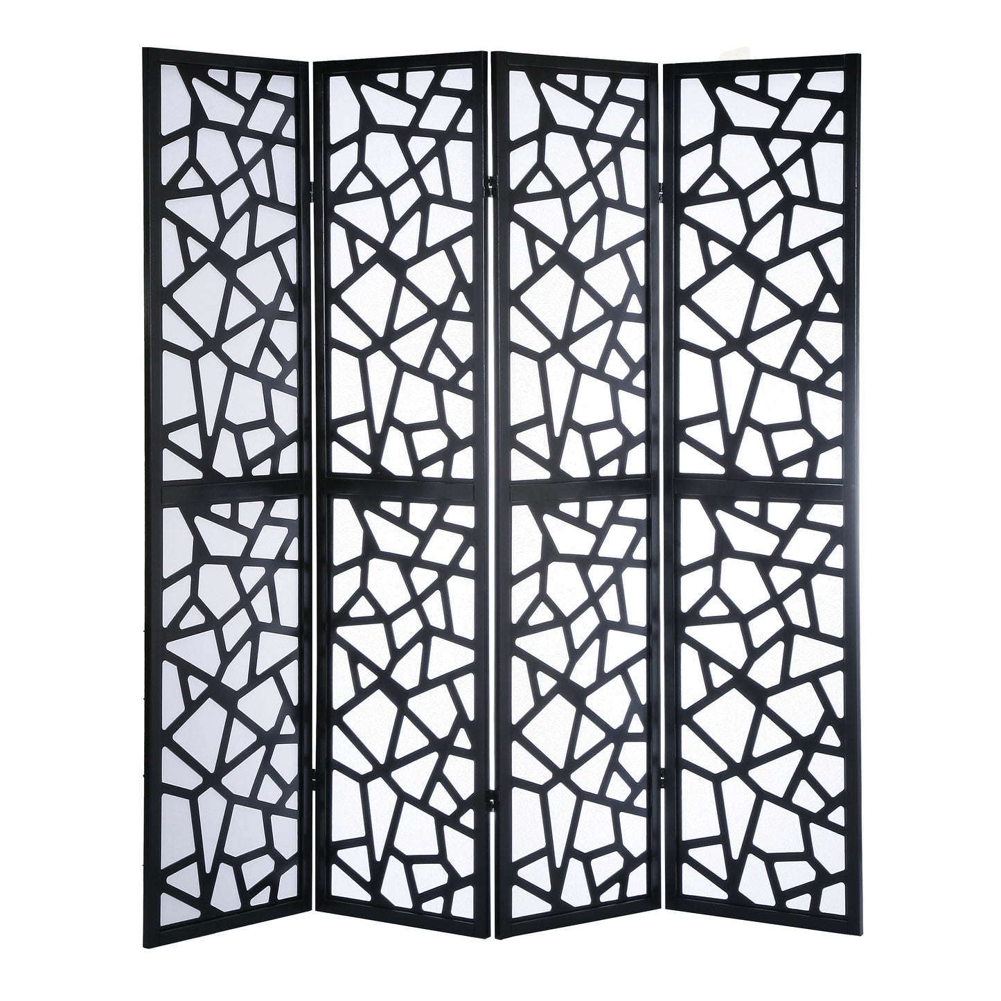 Roundhill Furniture Giyano 4 Panel Screen Room Divider, Black
