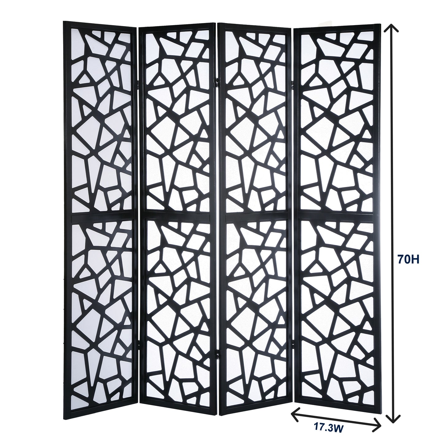 Roundhill Furniture Giyano 4 Panel Screen Room Divider, Black