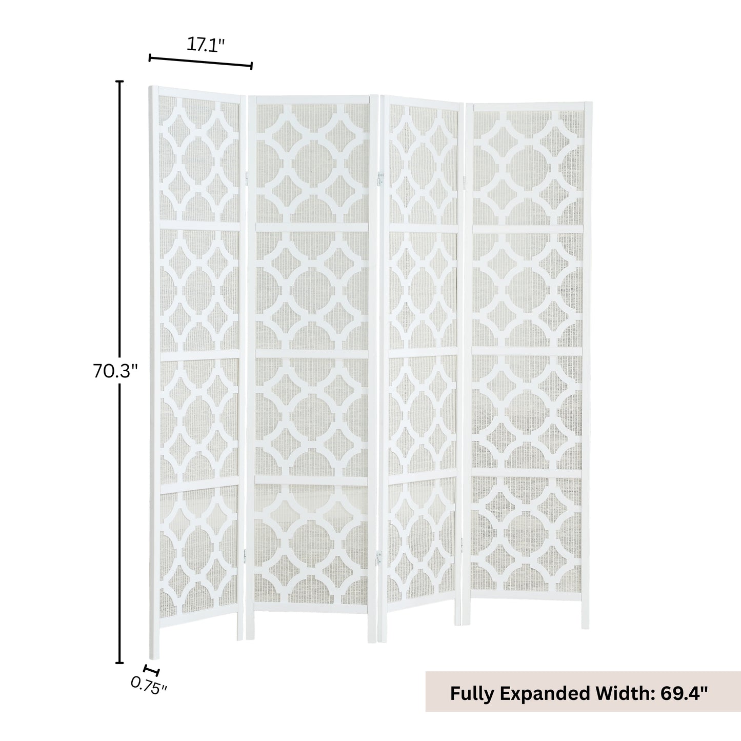 Roundhill Furniture Quarterfoil Diamond Design 4-Panel Room Divider