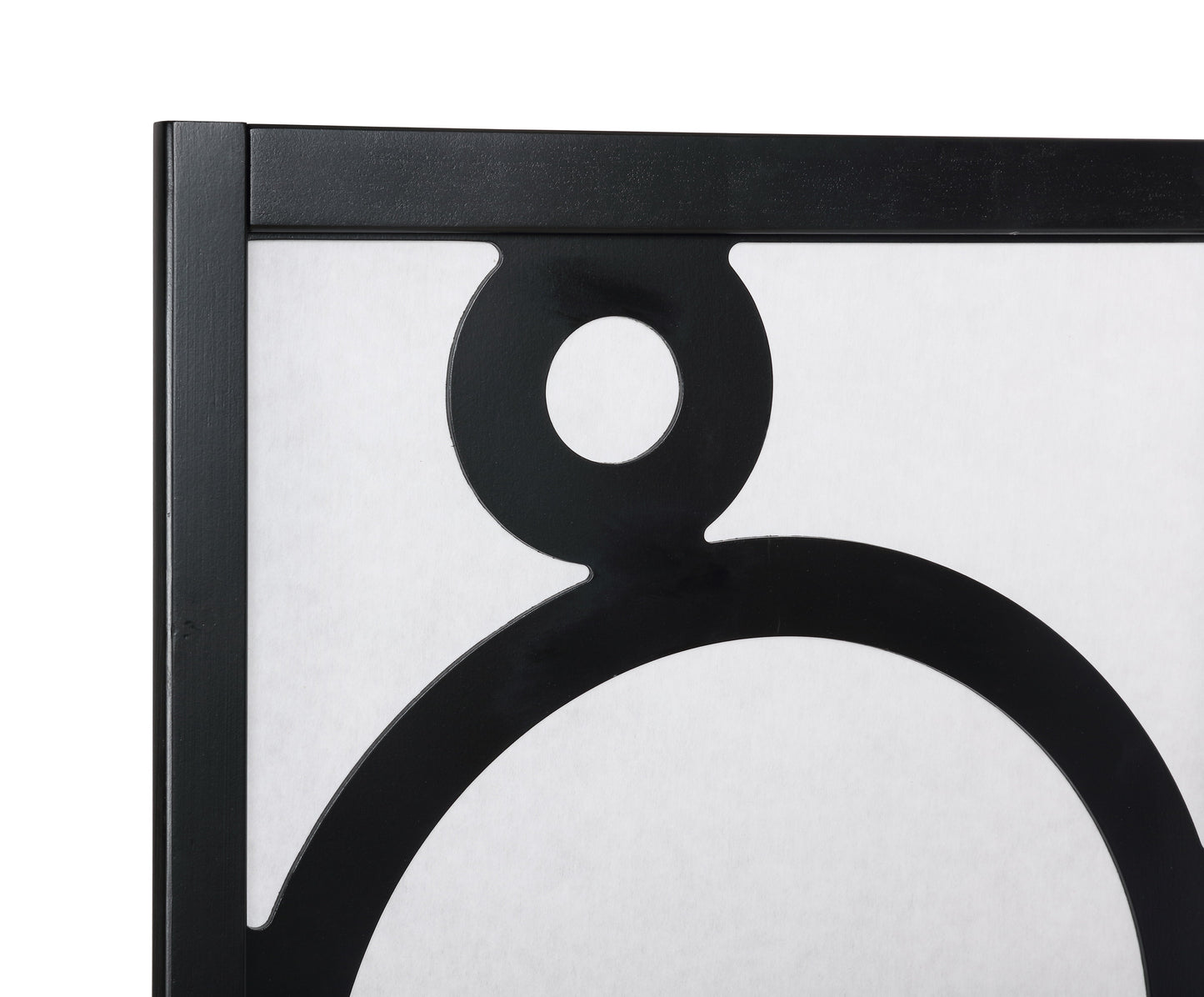 Arvada 4-Panel Wood Room Divider with Circle Pattern, Black