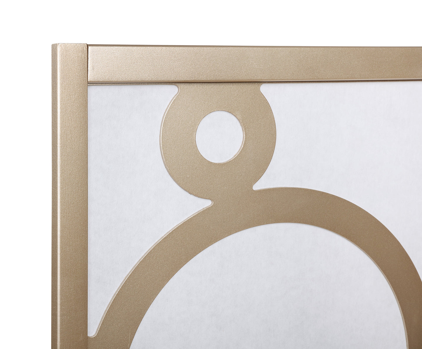 Arvada 4-Panel Wood Room Divider with Circle Pattern, Gold