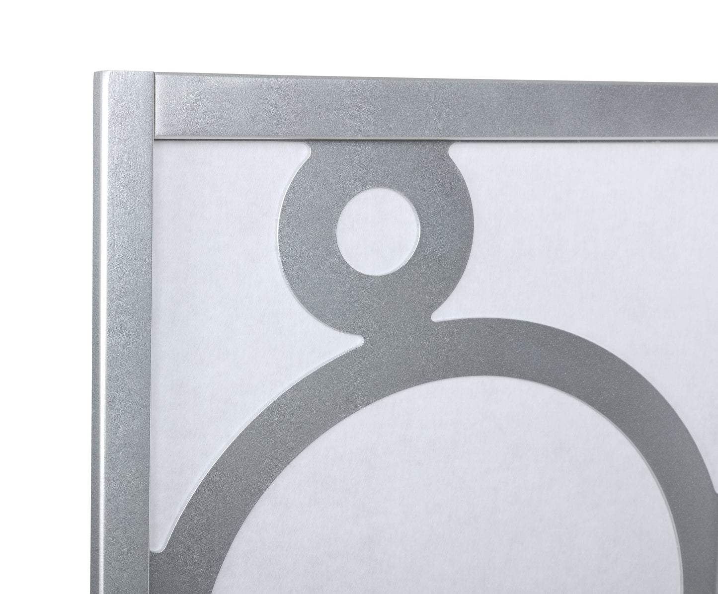 Arvada 4-Panel Wood Room Divider with Circle Pattern, Silver