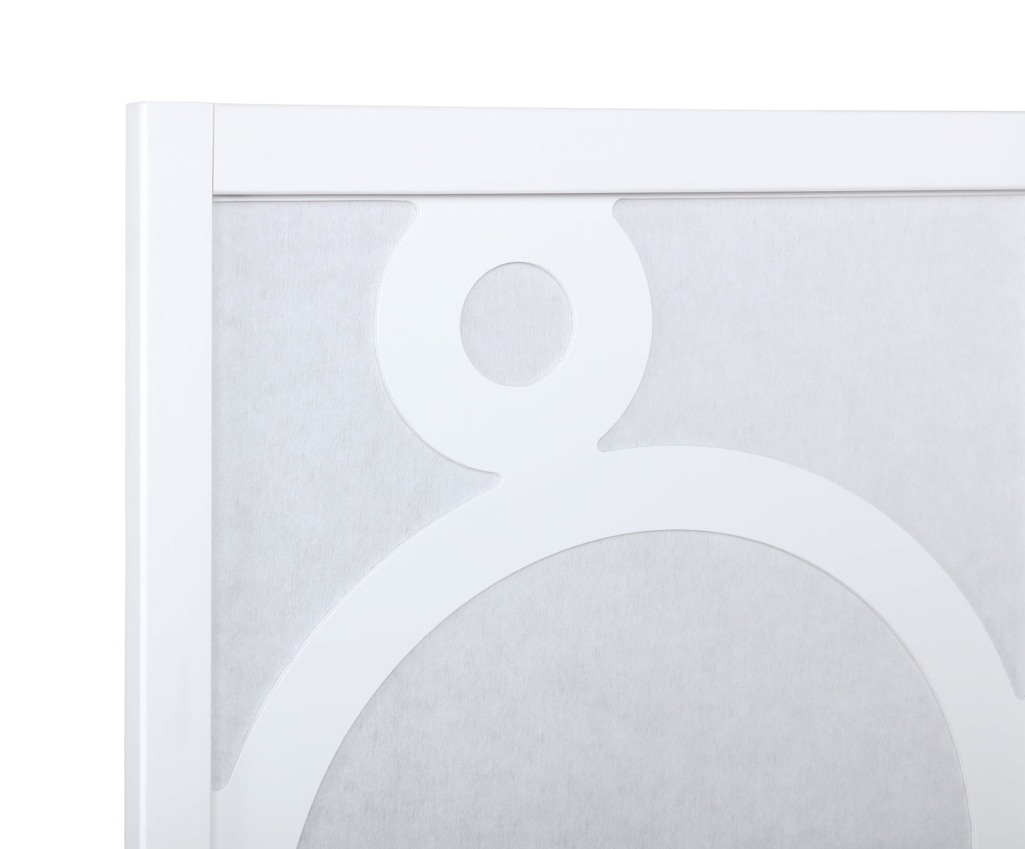 Roundhill Furniture Arvada 4-Panel Wood Room Divider with Circle Pattern, White